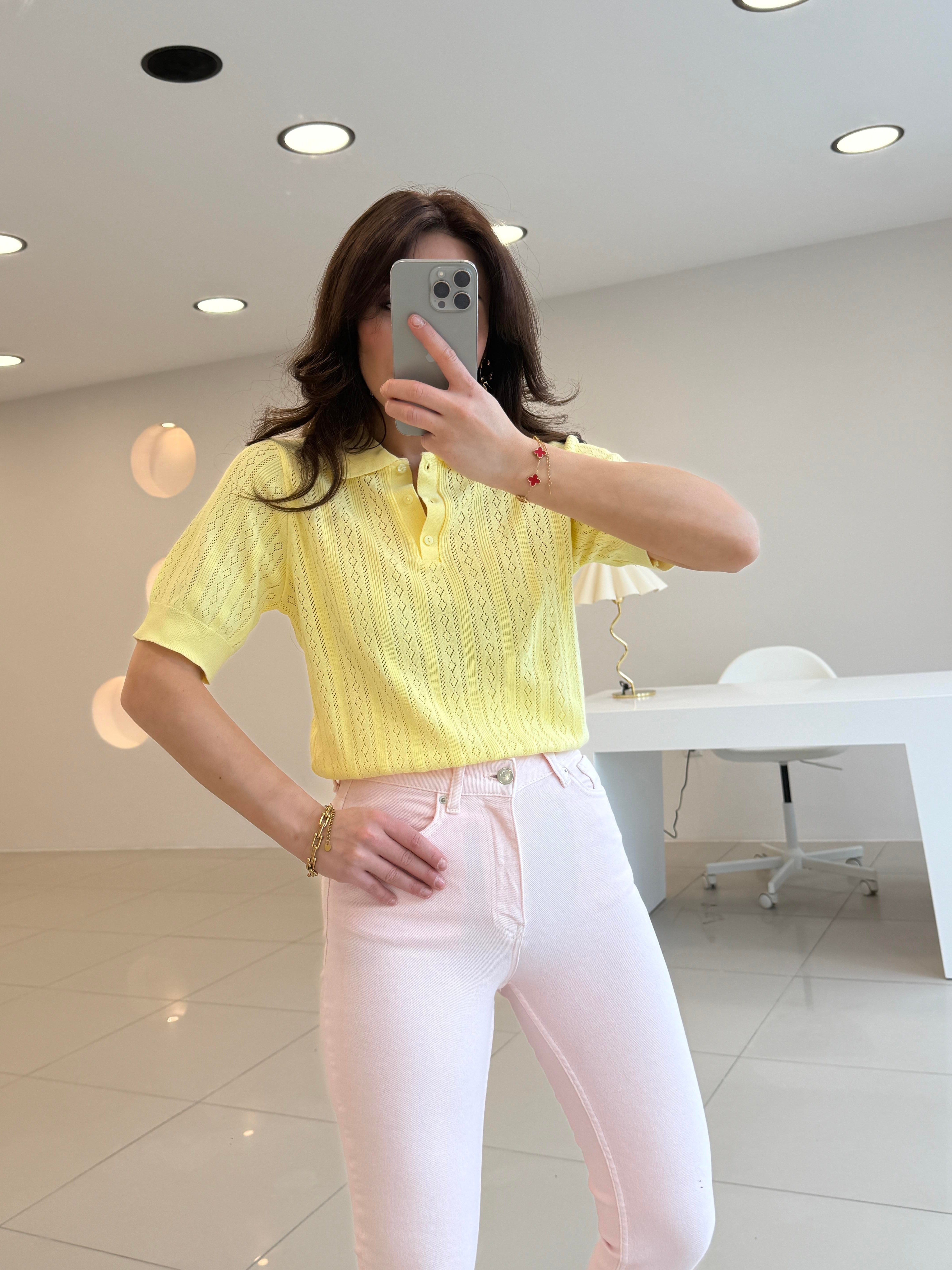 YAKASI DÜĞMELİMERSERİZE SARI