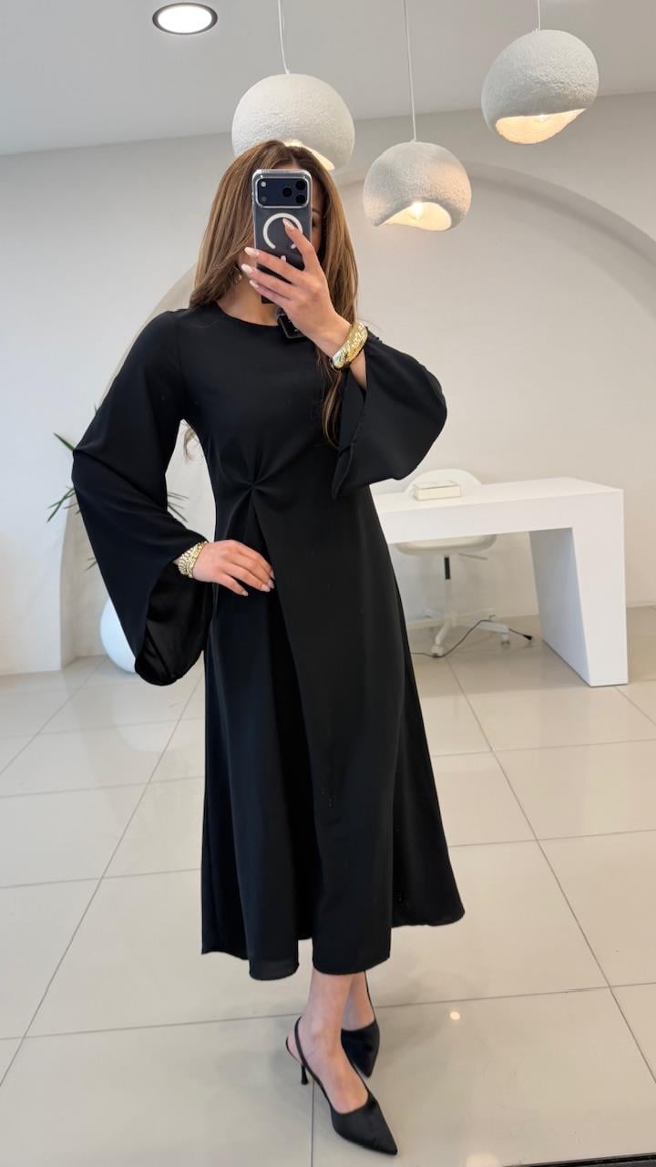 YARASA KOL DRAPELİ ELBİSE 