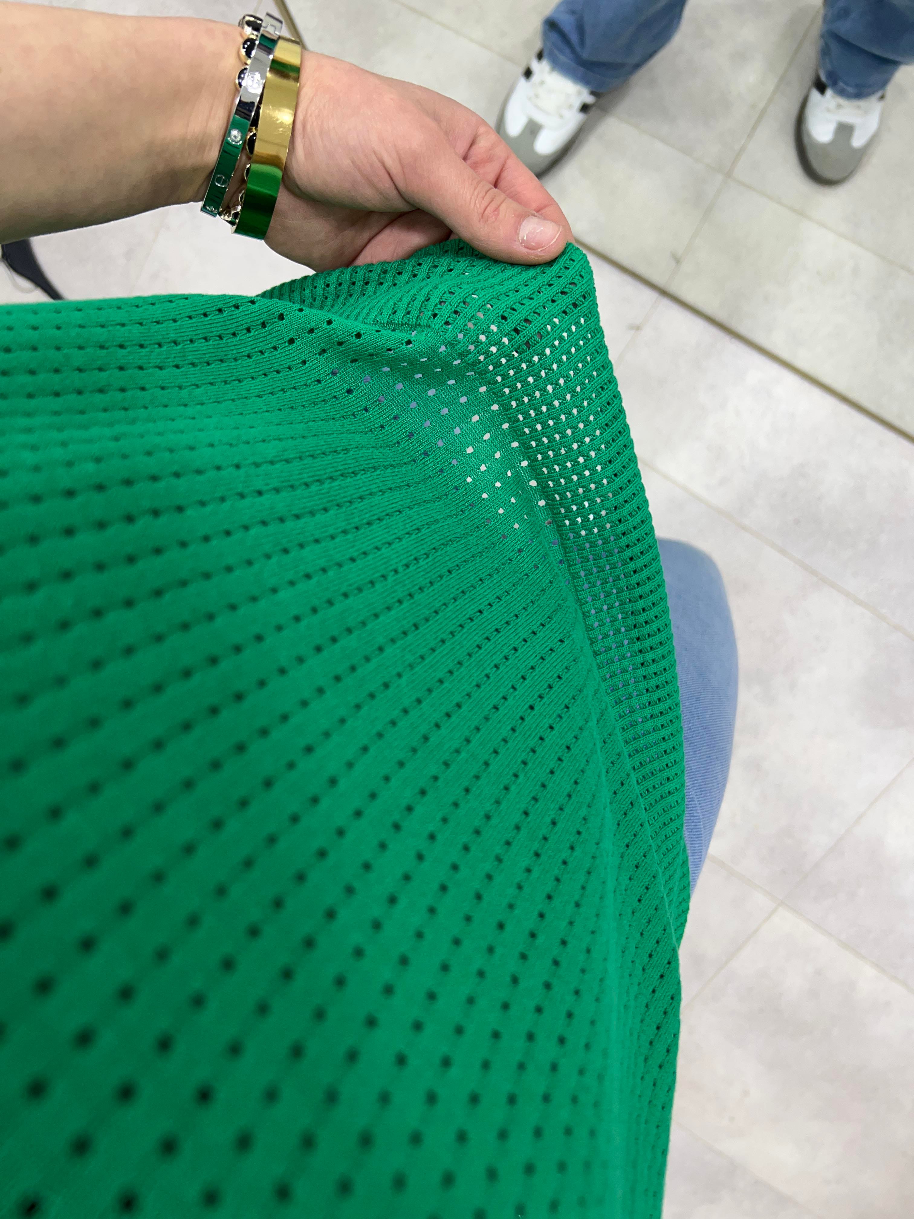 YEŞİL DELİKLİ MERSERİZE BLUZ