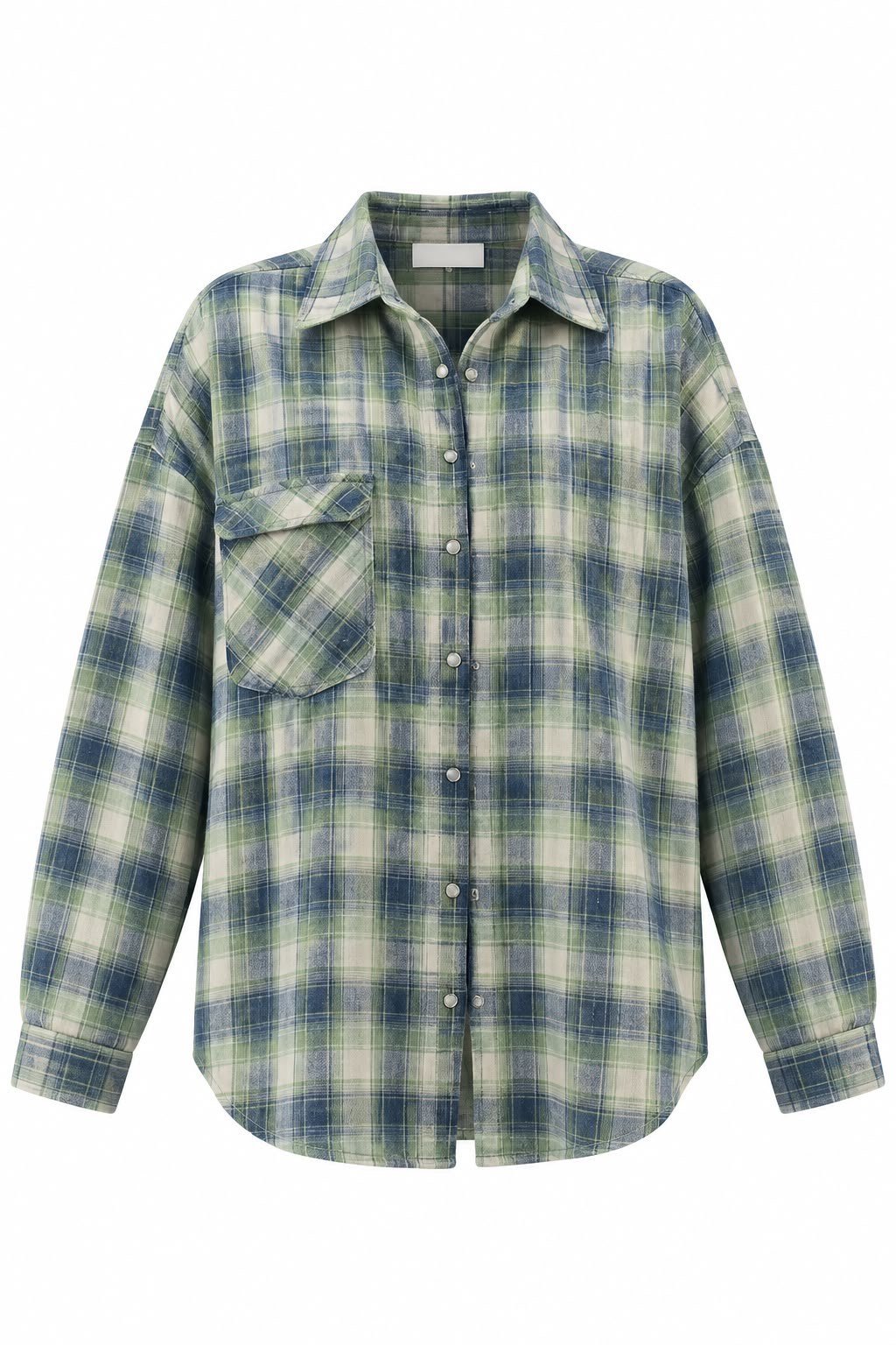 Yeşil Mavi Ekose Desenli Oversize Oduncu Gömlek