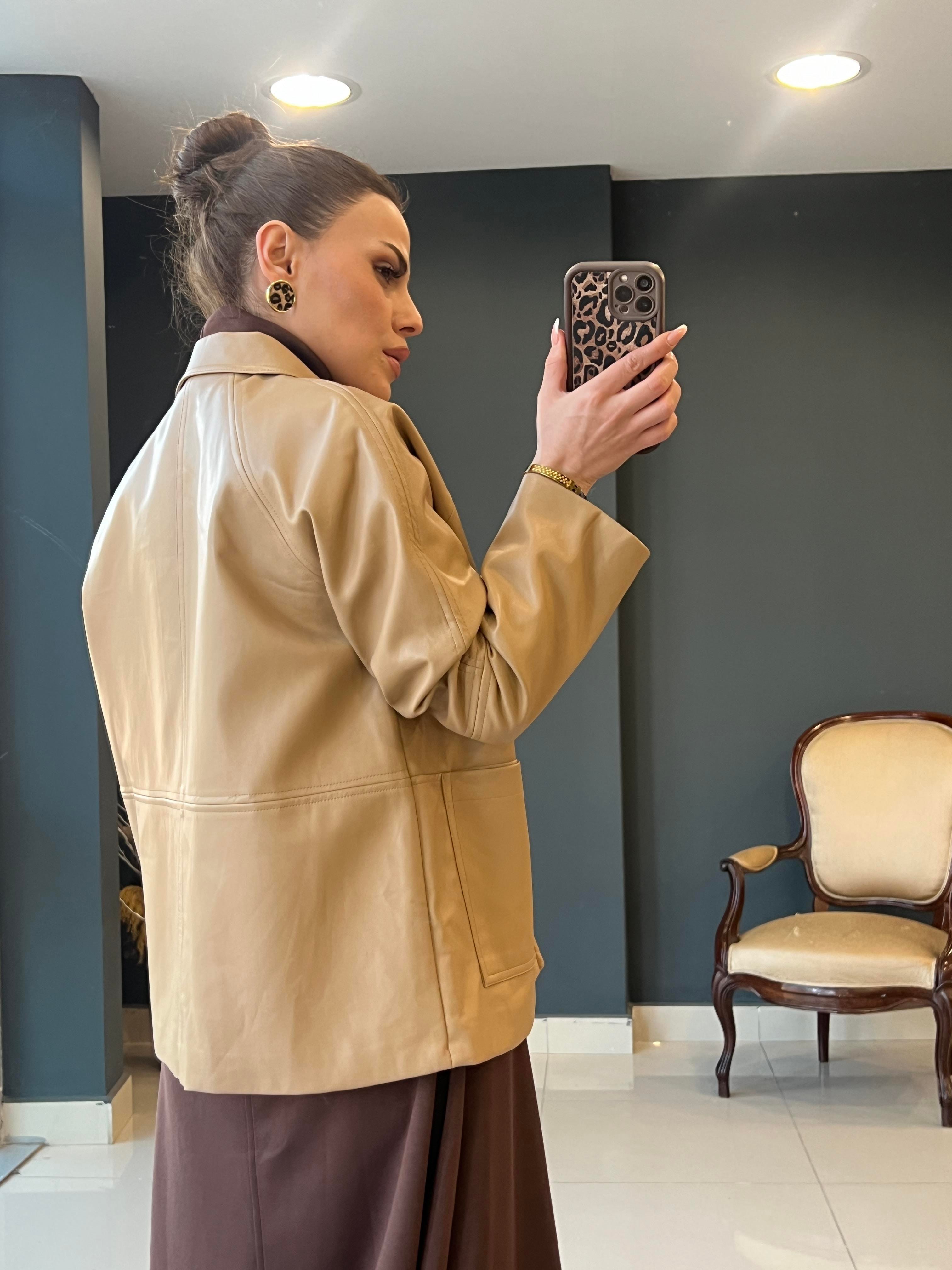 YUMUŞAK DERİ CEKET CAMEL