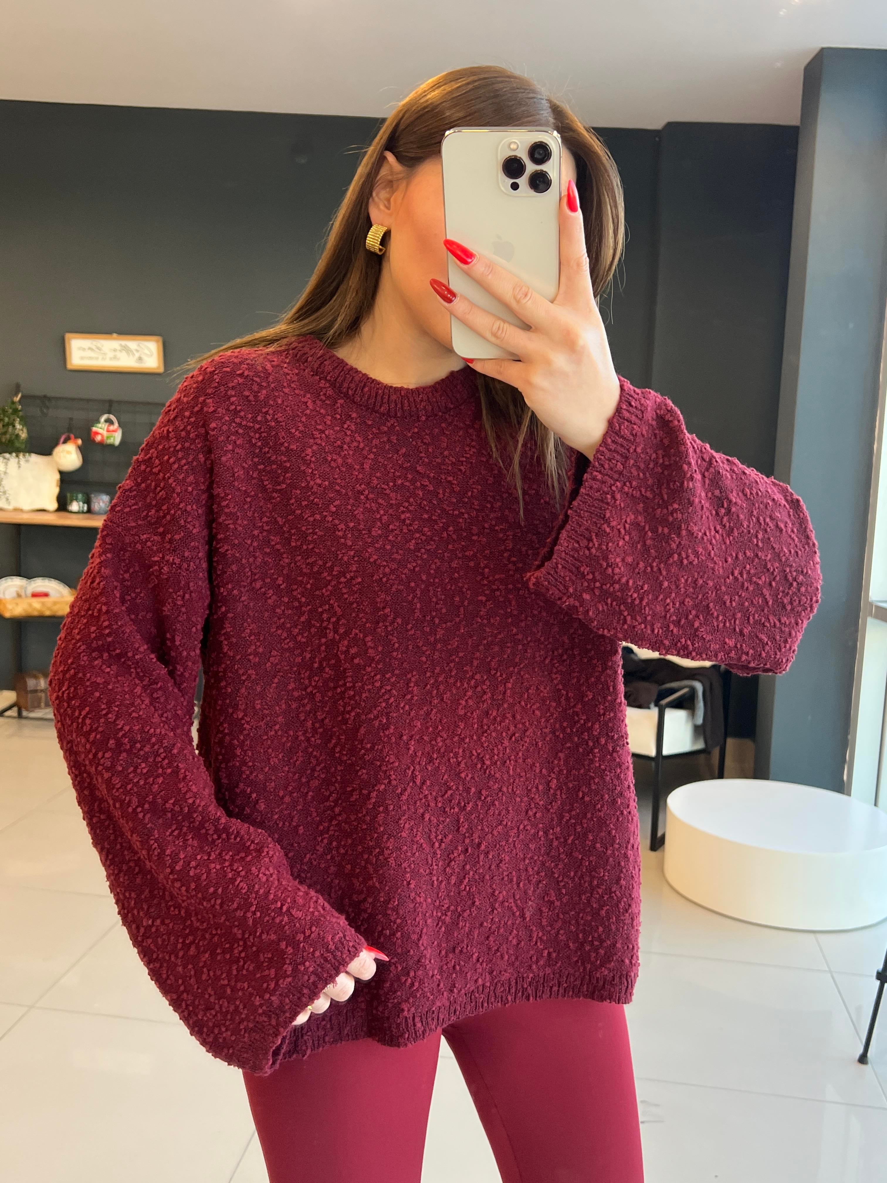 YUMUŞAK DOKULU BASİC KAZAK BORDO 