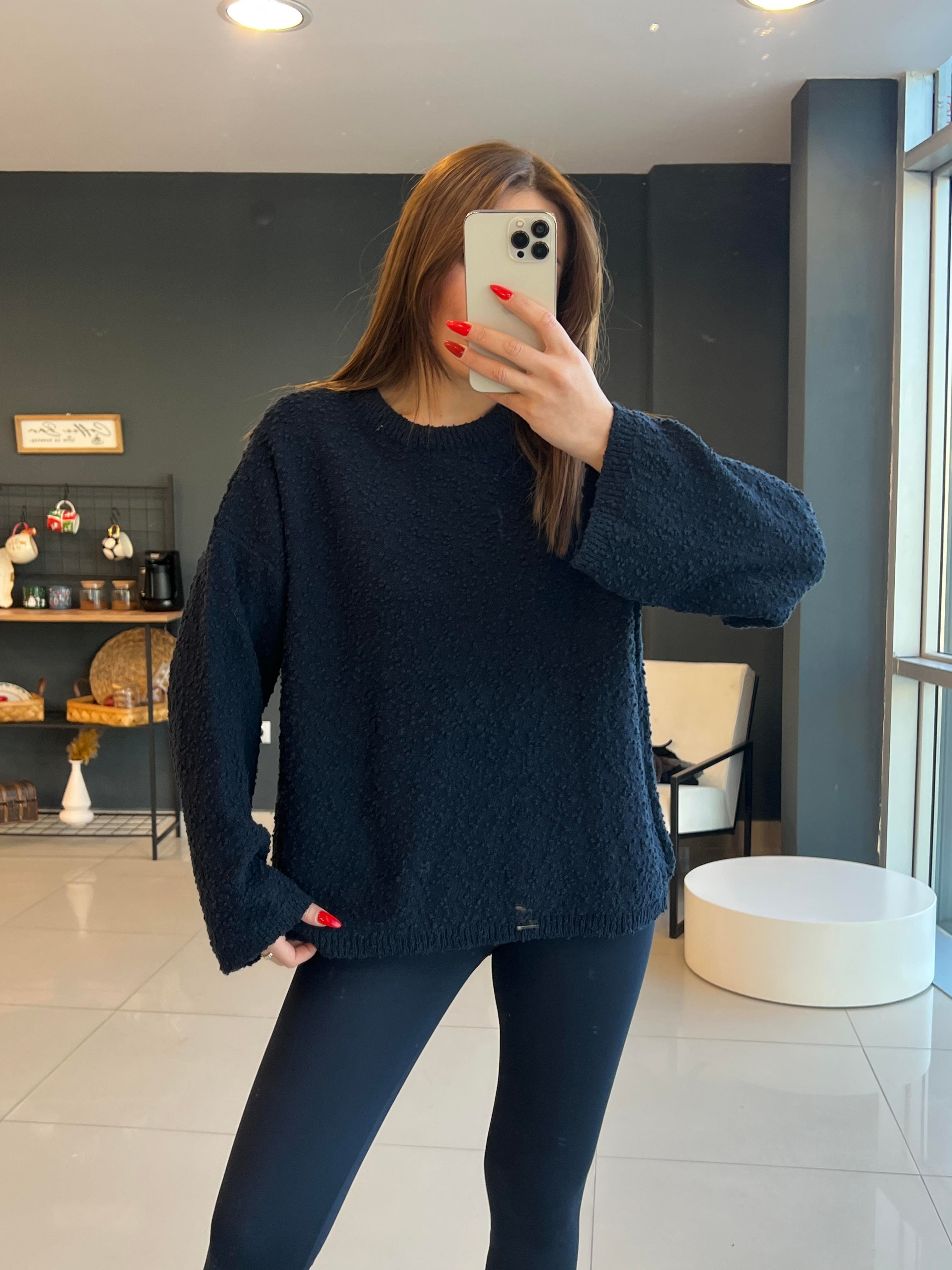 YUMUŞAK DOKULU BASİC KAZAK LACİVERT