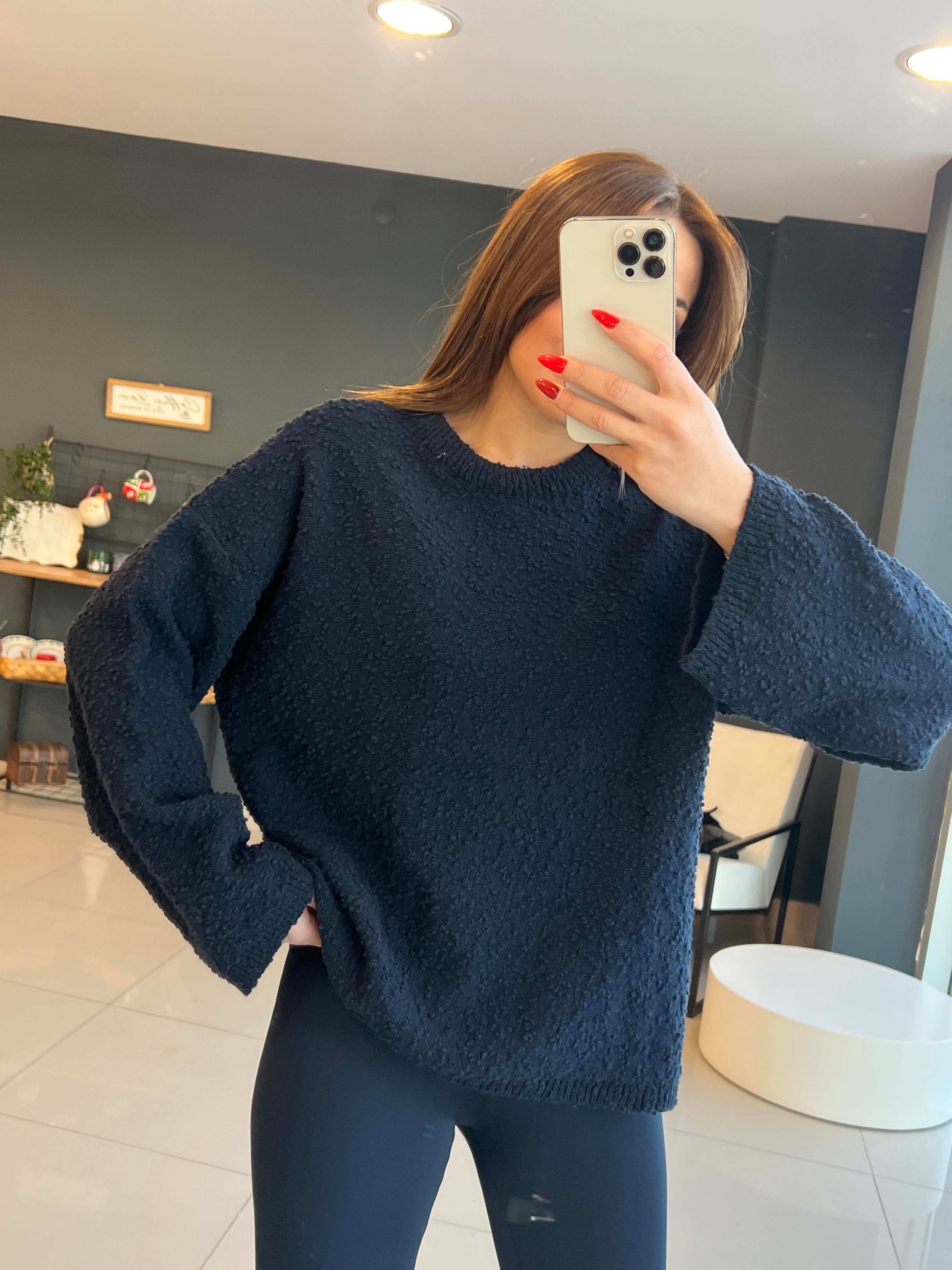 YUMUŞAK DOKULU BASİC KAZAK LACİVERT