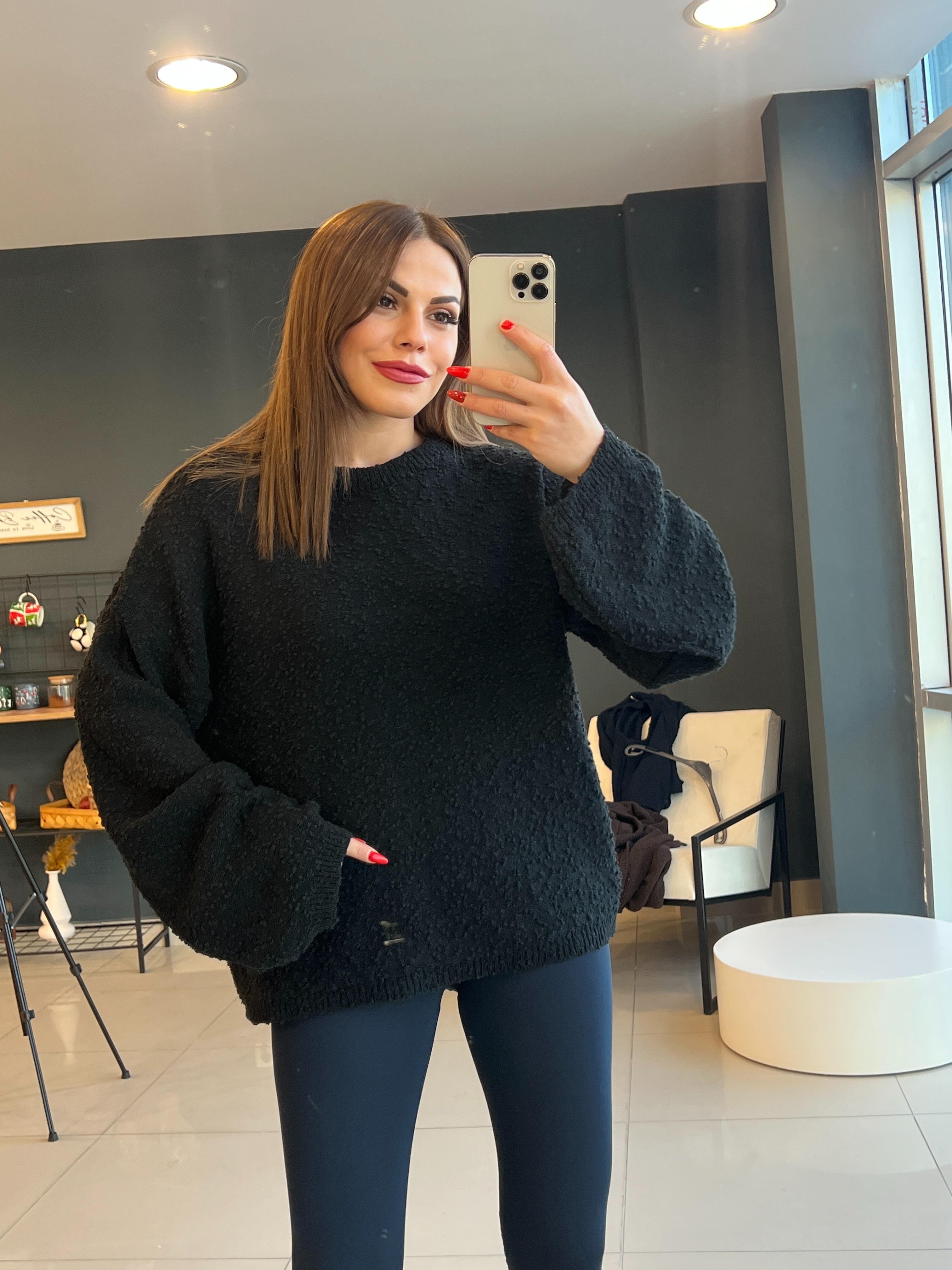 YUMUŞAK DOKULU BASİC KAZAK SİYAH