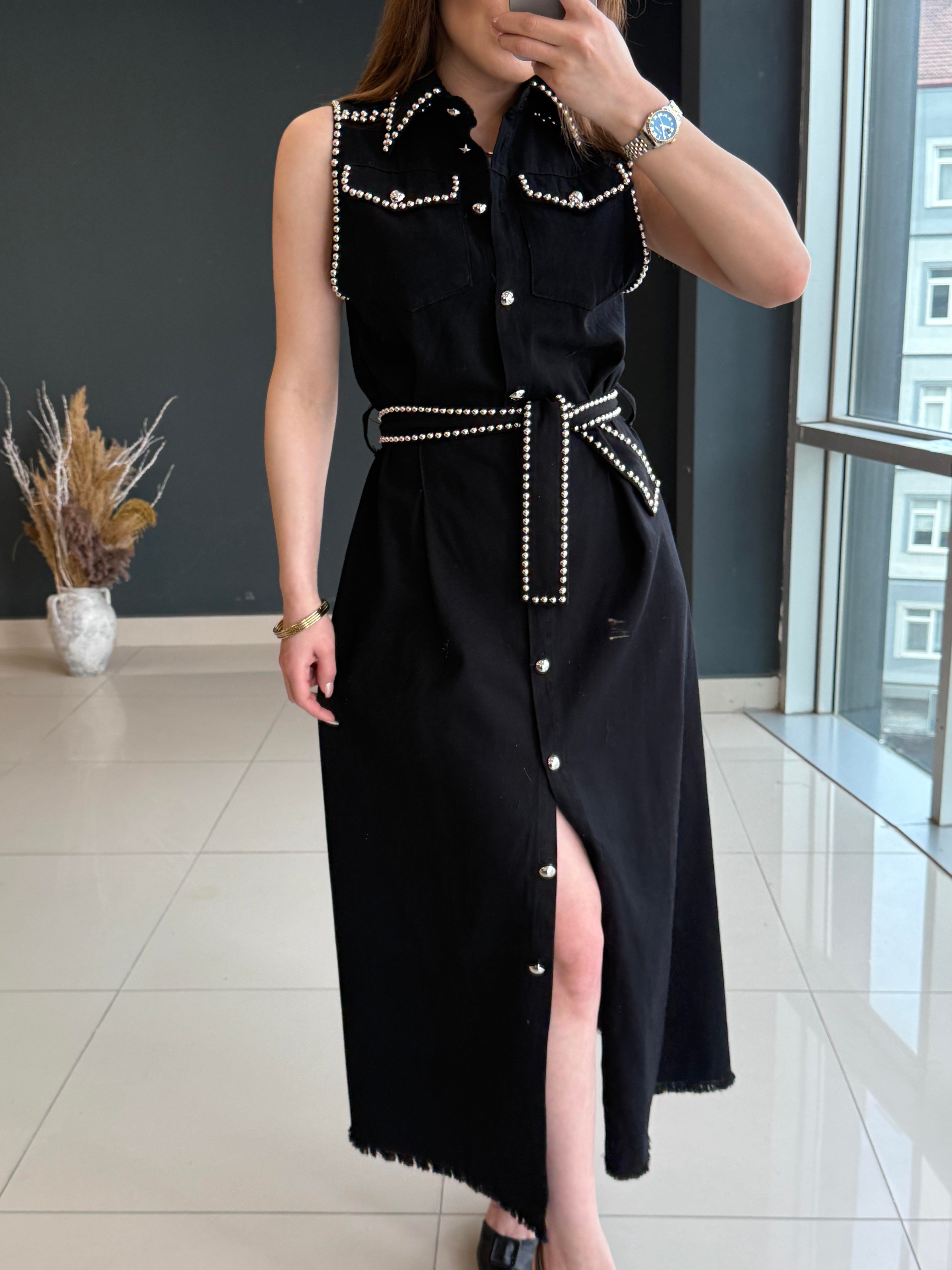 ZIMBA DETAYLI ELBİSE SİYAH