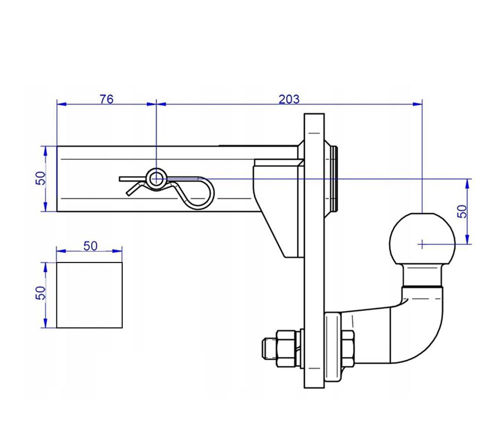 Amerikan Tip Kare Tipi Çeki Demiri Topuzu 50 mm Flanşlı