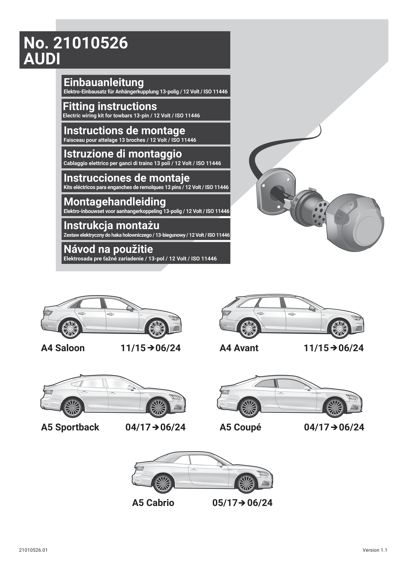 Audi A5 Coupe / Sportback / Cabrio (04/2017 → 13 Pin Çeki Demiri Elektrik Tesisatı