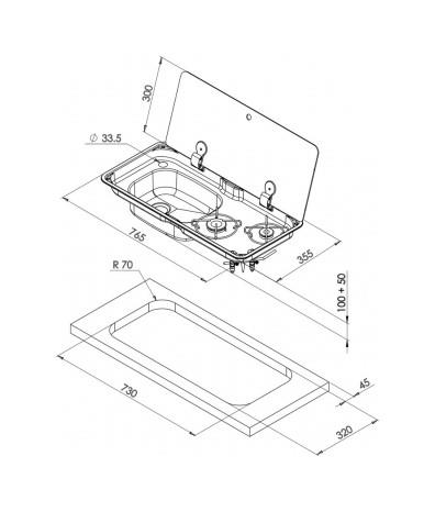 CAN-ÇİFT GÖZLÜ ANKASTRE KOMBİNASYONLU OCAK (SAĞ OCAK-SOL EVİYE) TEK KAPAK