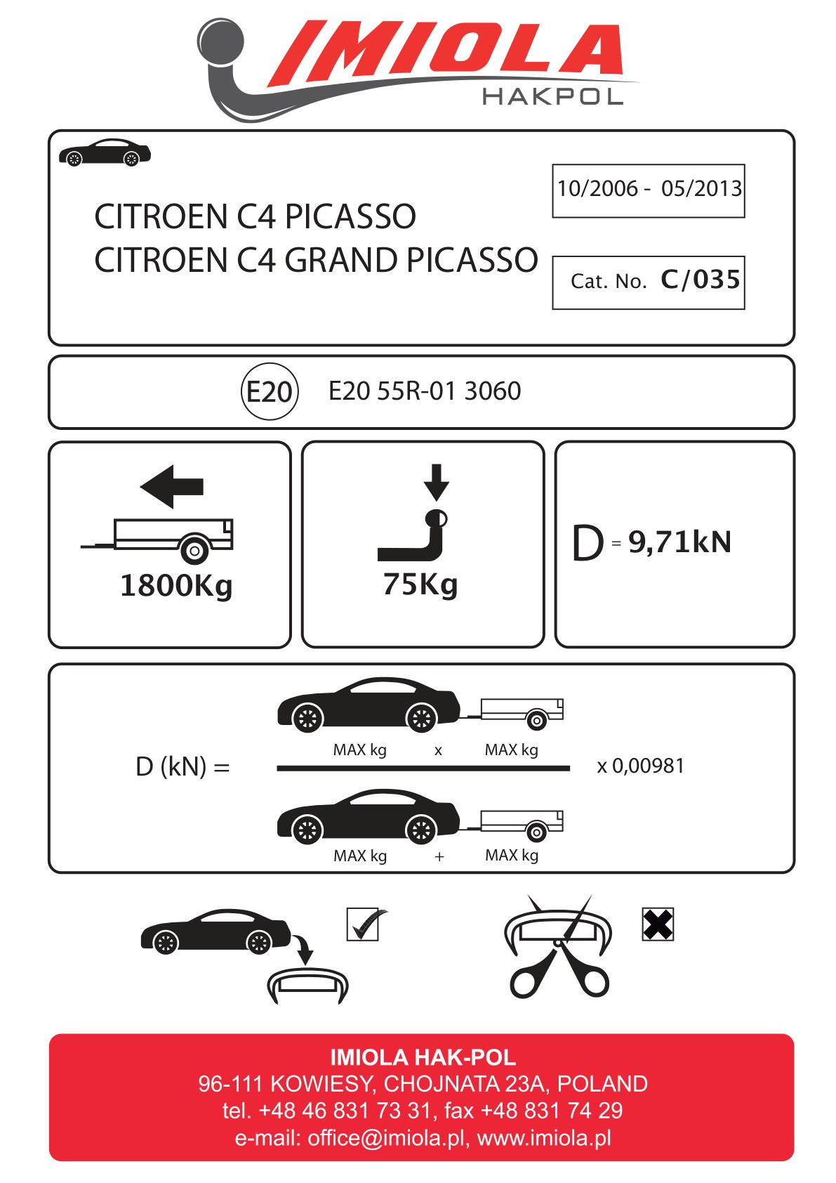 Hak-Pol Citroen C4 Picasso ,  2006 - 2013 Çeki Demiri
