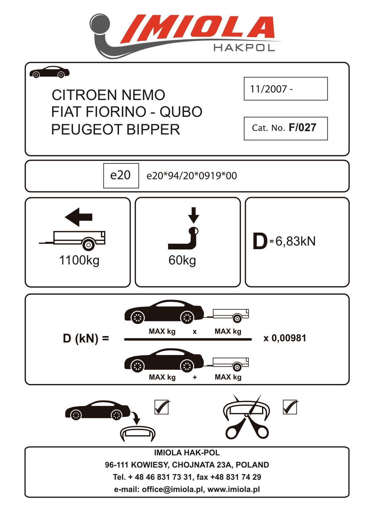 Hak-Pol FIAT Fiorino 2008 Sonrası Çeki demiri