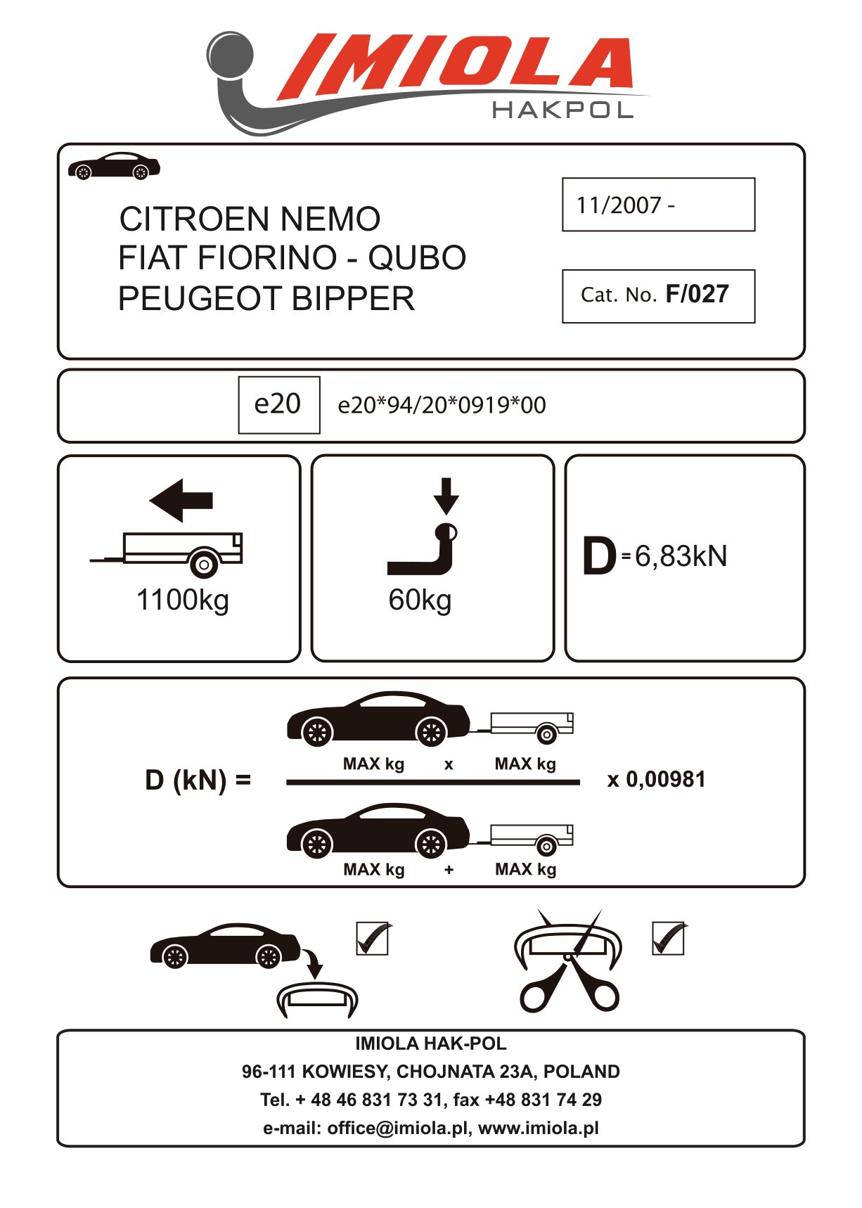 Hak-Pol FIAT Fiorino 2008 Sonrası Çeki demiri