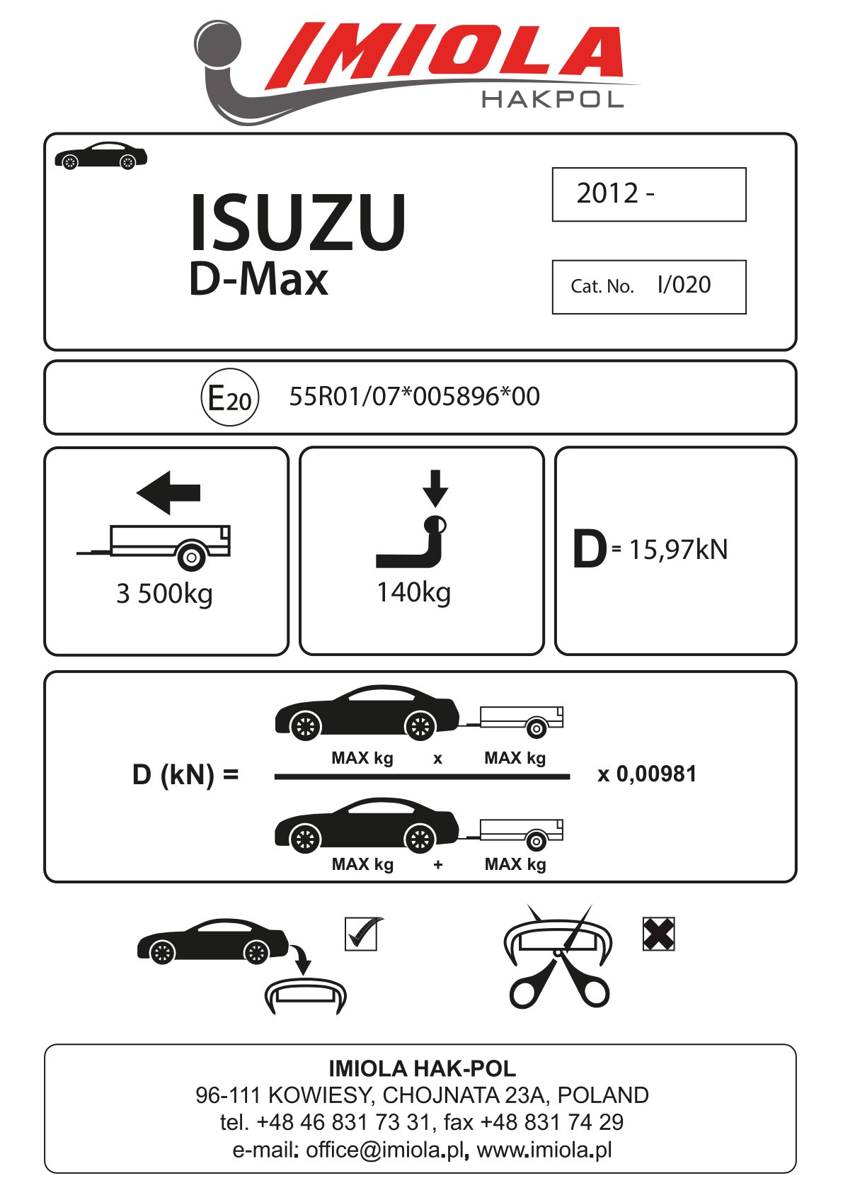 Hak-Pol ISUZU D-Max 2012-2020 Çeki demiri