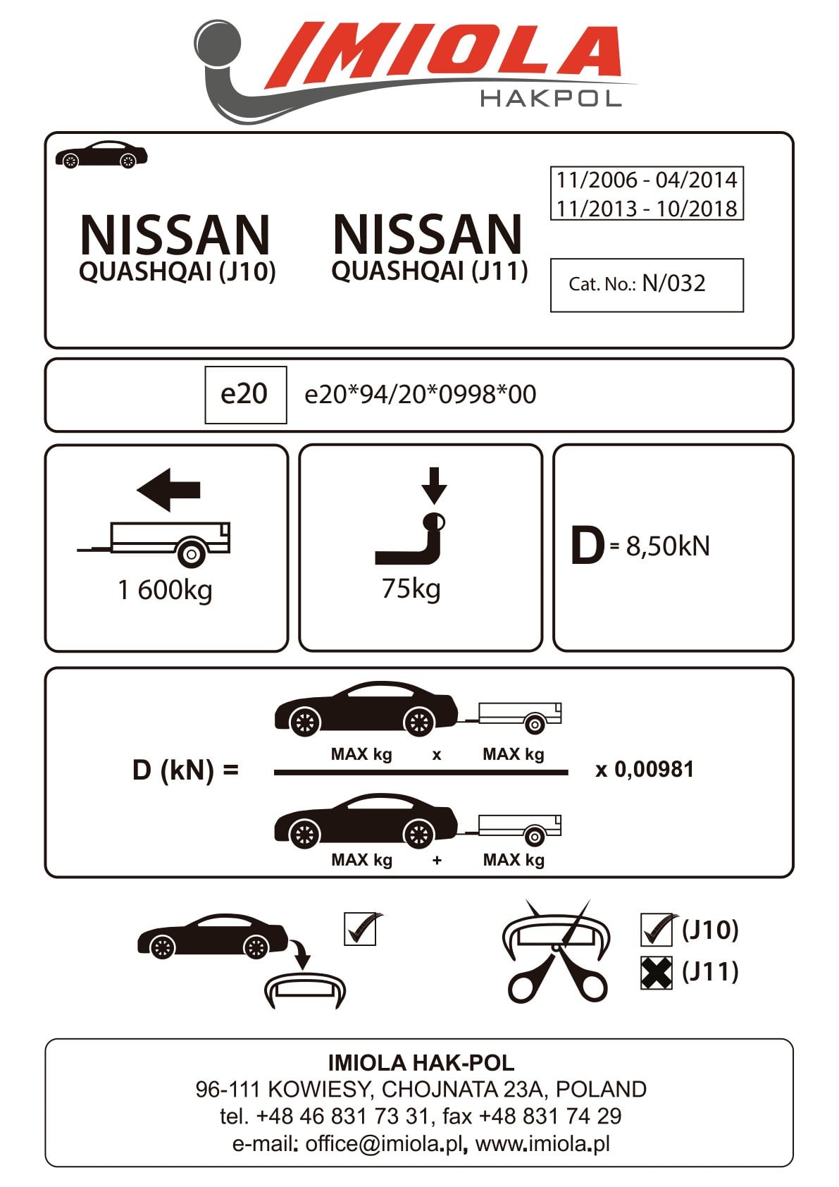 Hak-Pol NİSSAN Qashqai 2007-2018  Çeki Demiri  J10-J11 Kasa