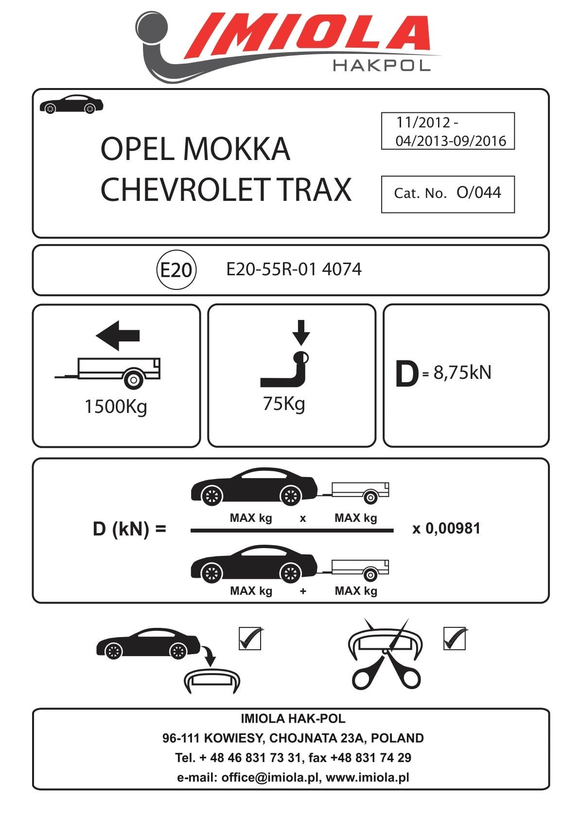 Hak-Pol OPEL Mokka 2012-2020   Çeki Demiri 