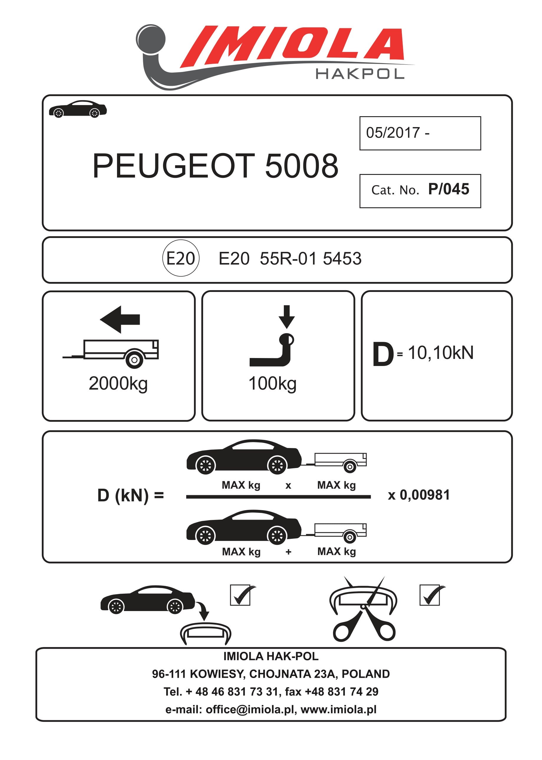 Hak Pol Peugeot 5008  2016-2024  Çeki Demiri