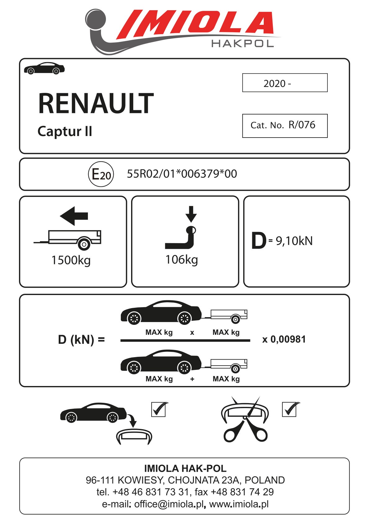Hak-Pol RENAULT Captur 2020 Sonrası Çeki Demiri