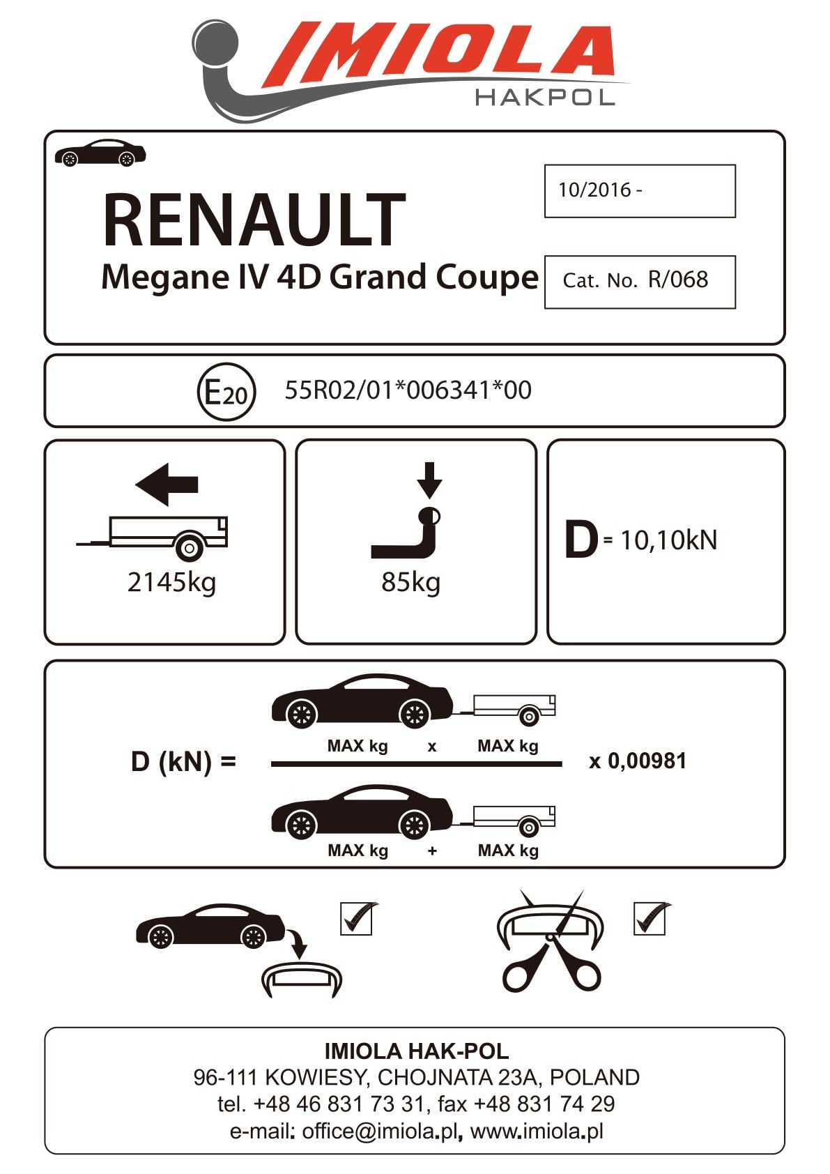 Hak-Pol RENAULT Megane 2016 Sonrası  Çeki Demiri Sedan