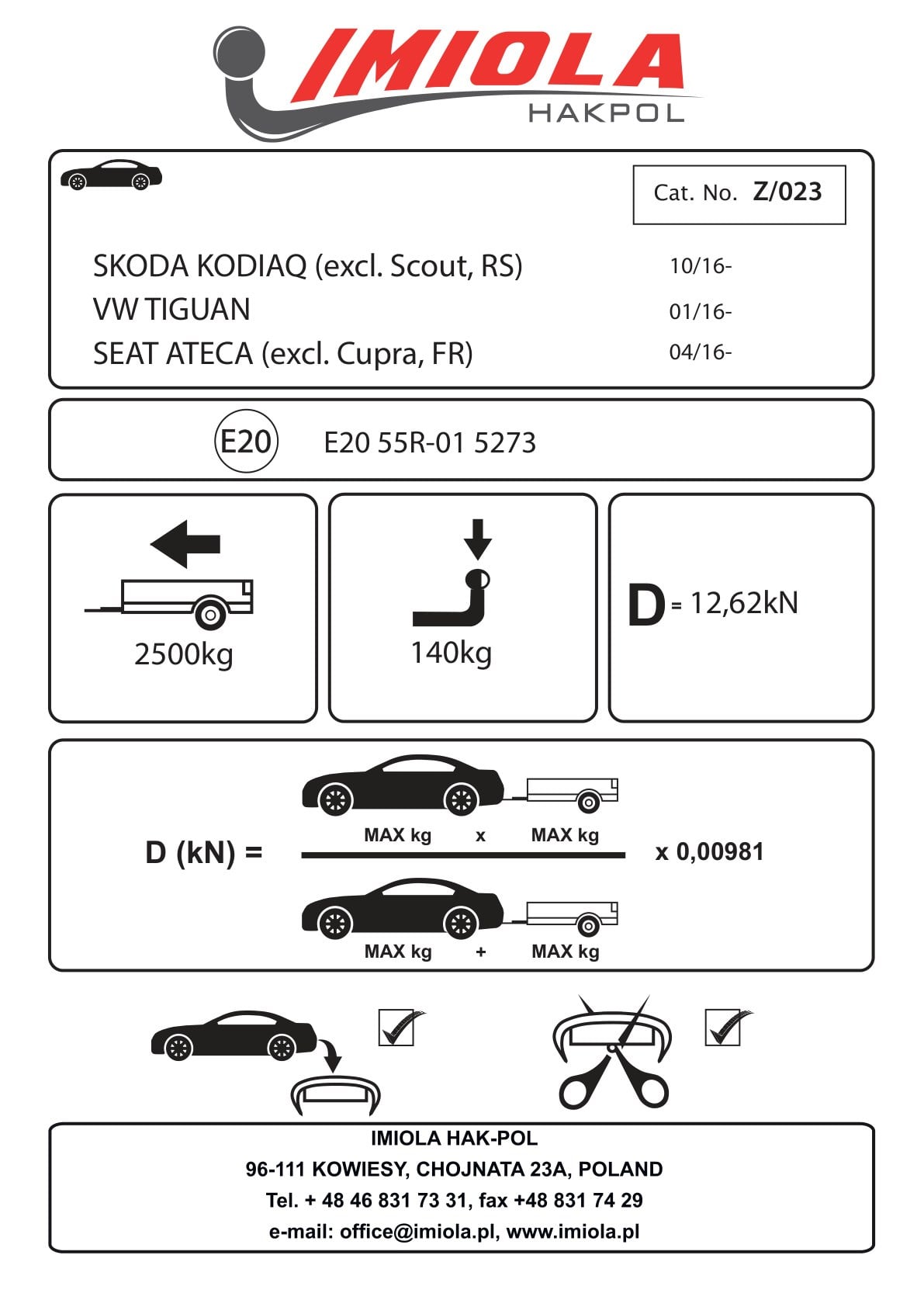 Hak Pol SKODA Kodiaq 2016-2024 Çeki Demiri 