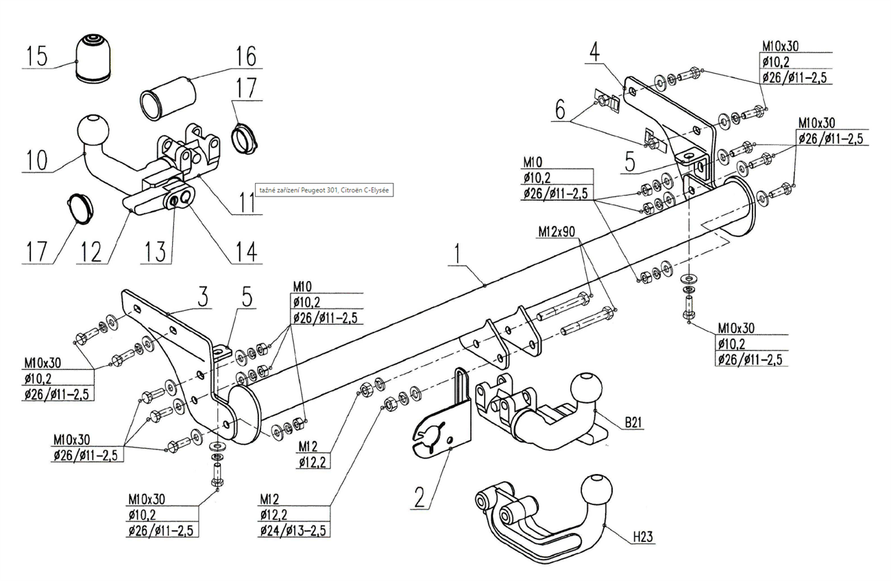 HOOK-Citroen C-Elysse 2012 Sonrası Çeki Demiri Sedan