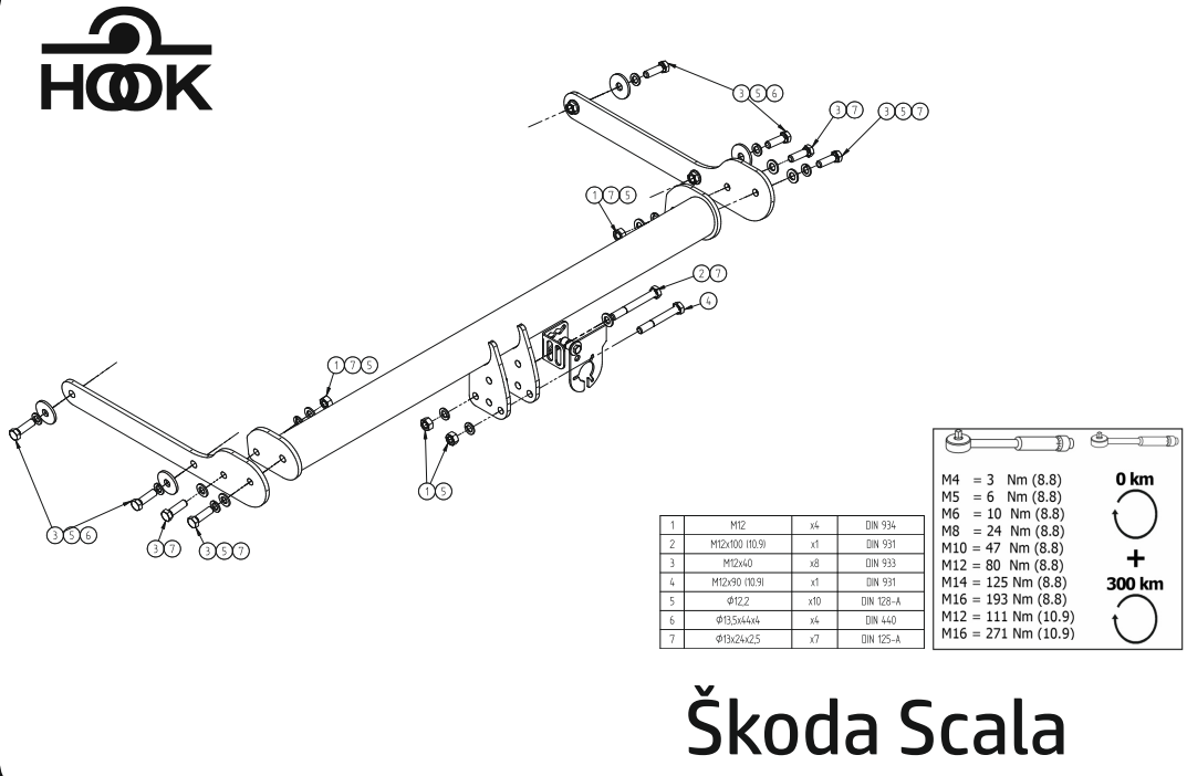 HOOK-SKODA Scala 2018 Sonrası Çeki Demiri  Hatchback