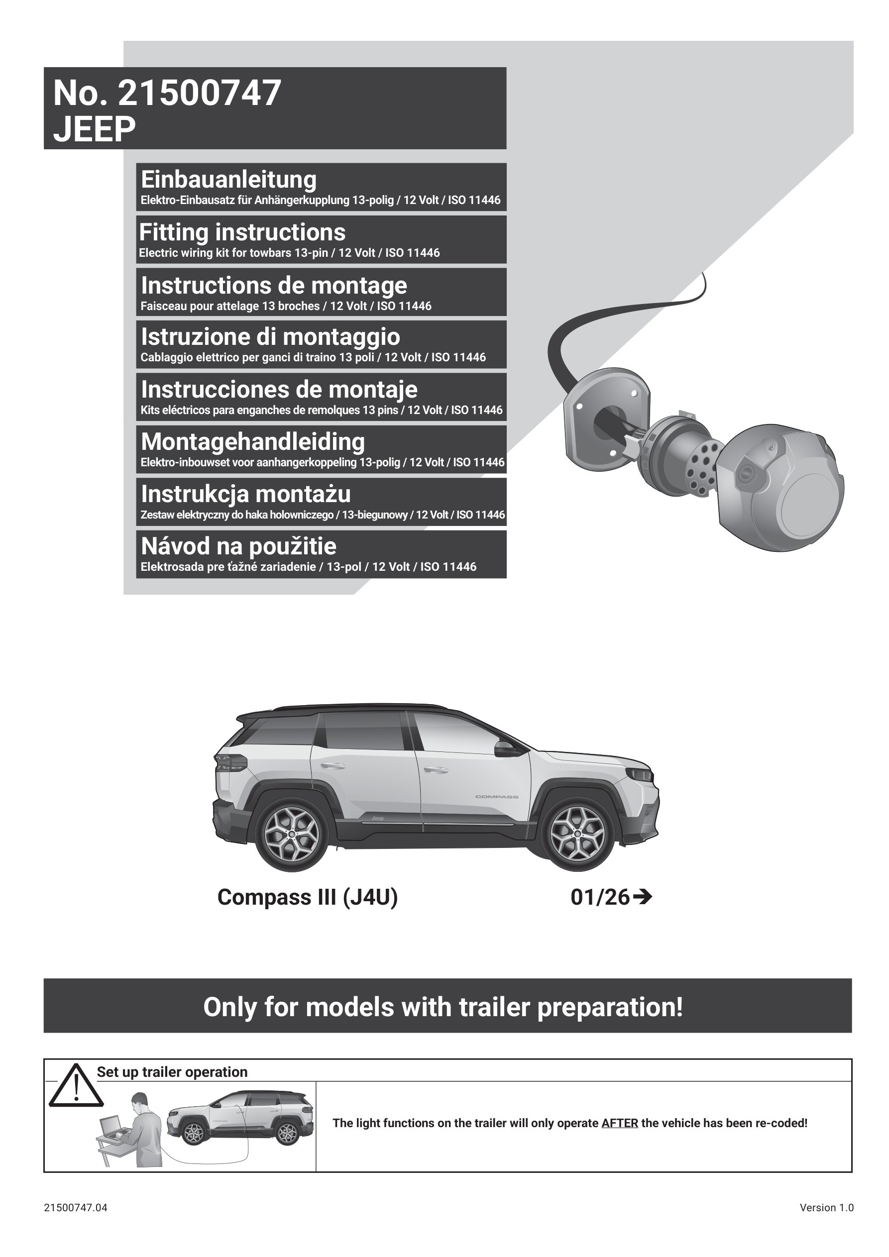 Jeep Compass ( J4U) 2026 Sonrası Orijinal tesisat 13P