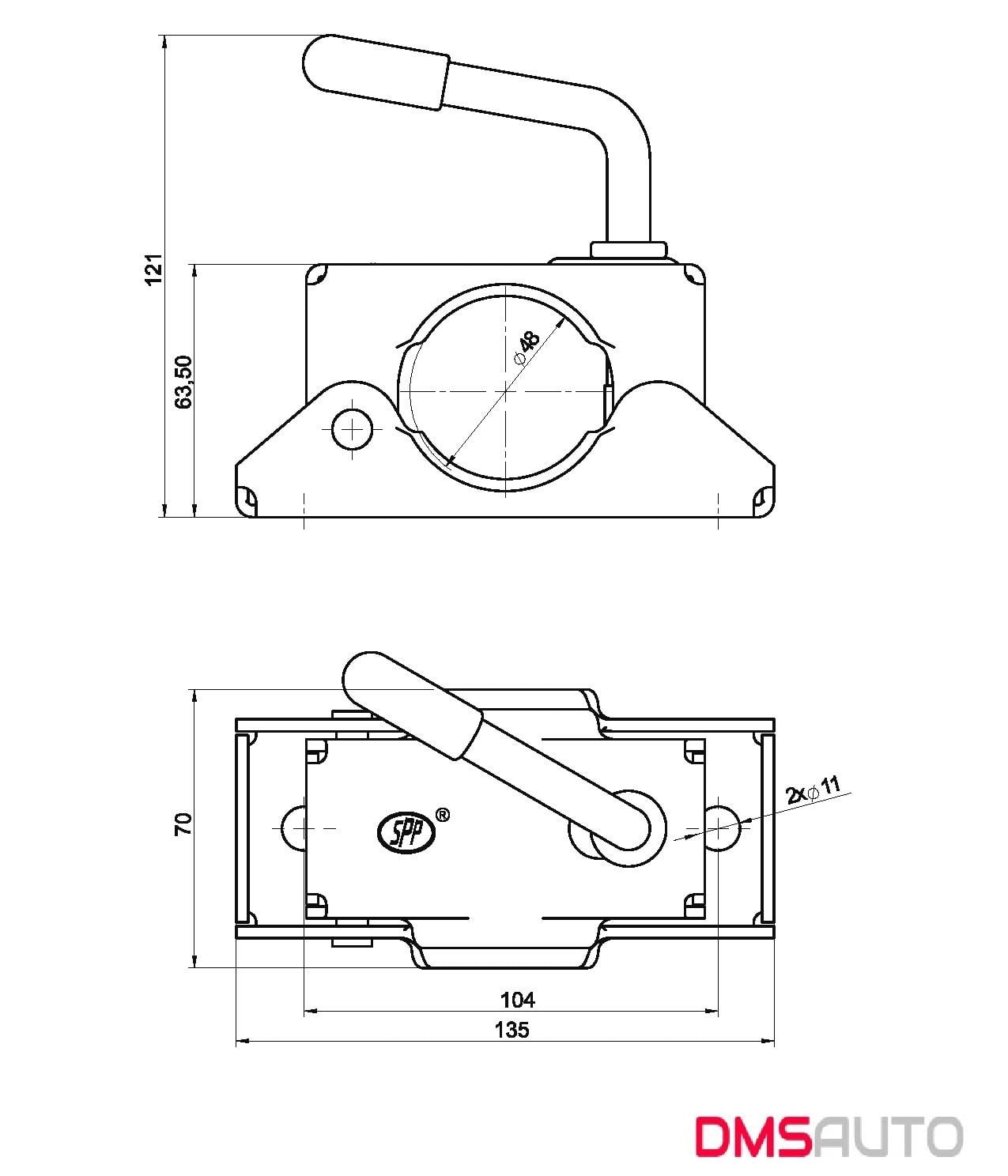 Spp Karavan & Römork Destek Tekeri  Kelepçesi 48 mm Metal