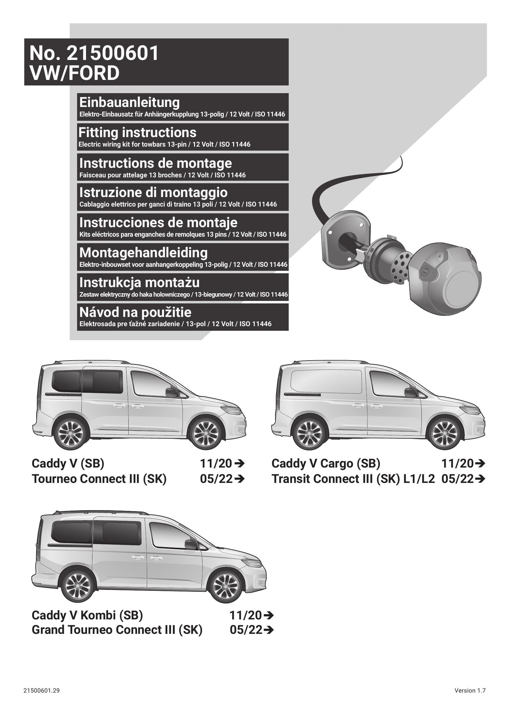VW Caddy 2020 Sonrası 13 P Orijinal Tesisat 