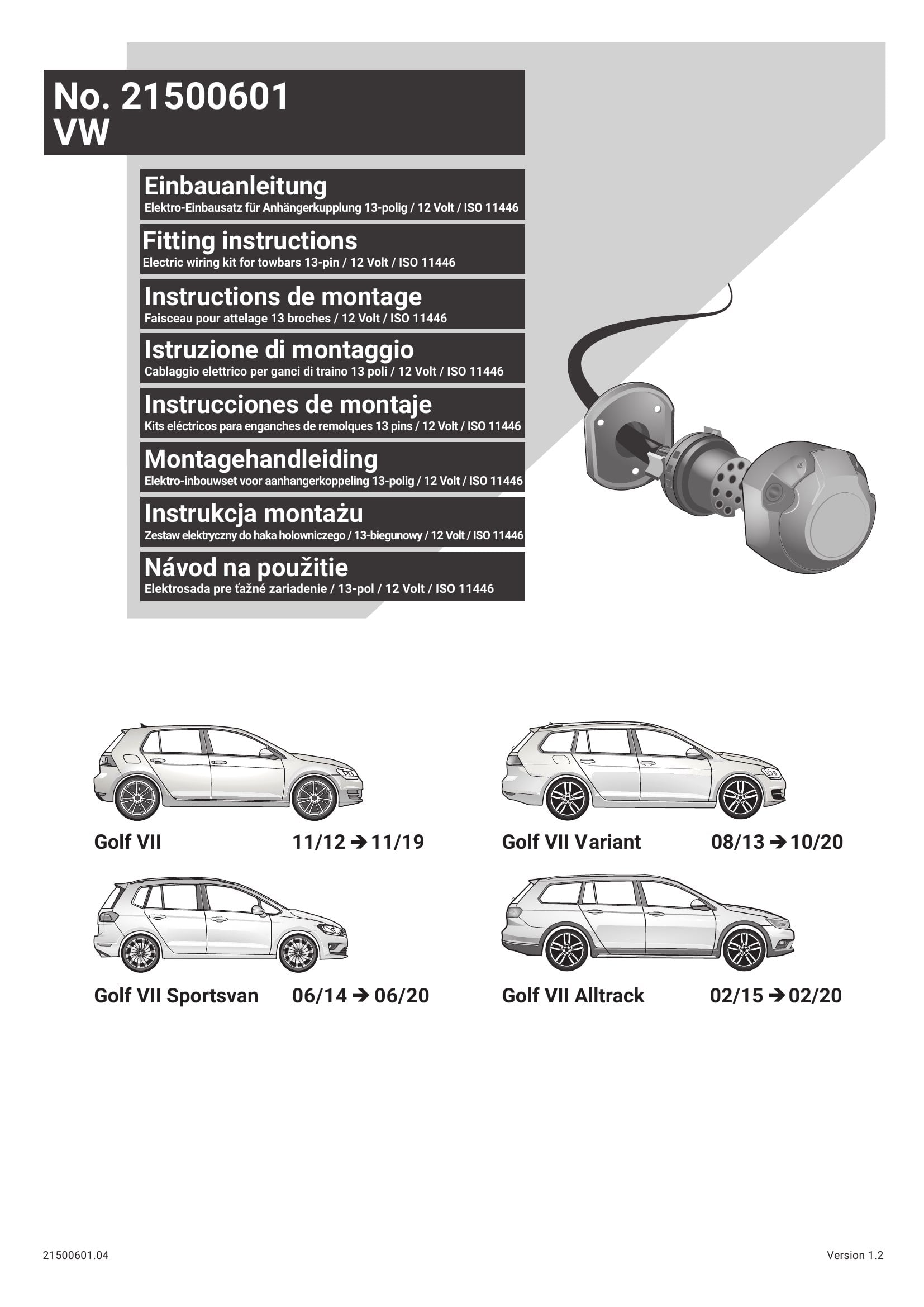 VW Golf VII Alltrack 2015-2020 13 P Orijinal Tesisat 