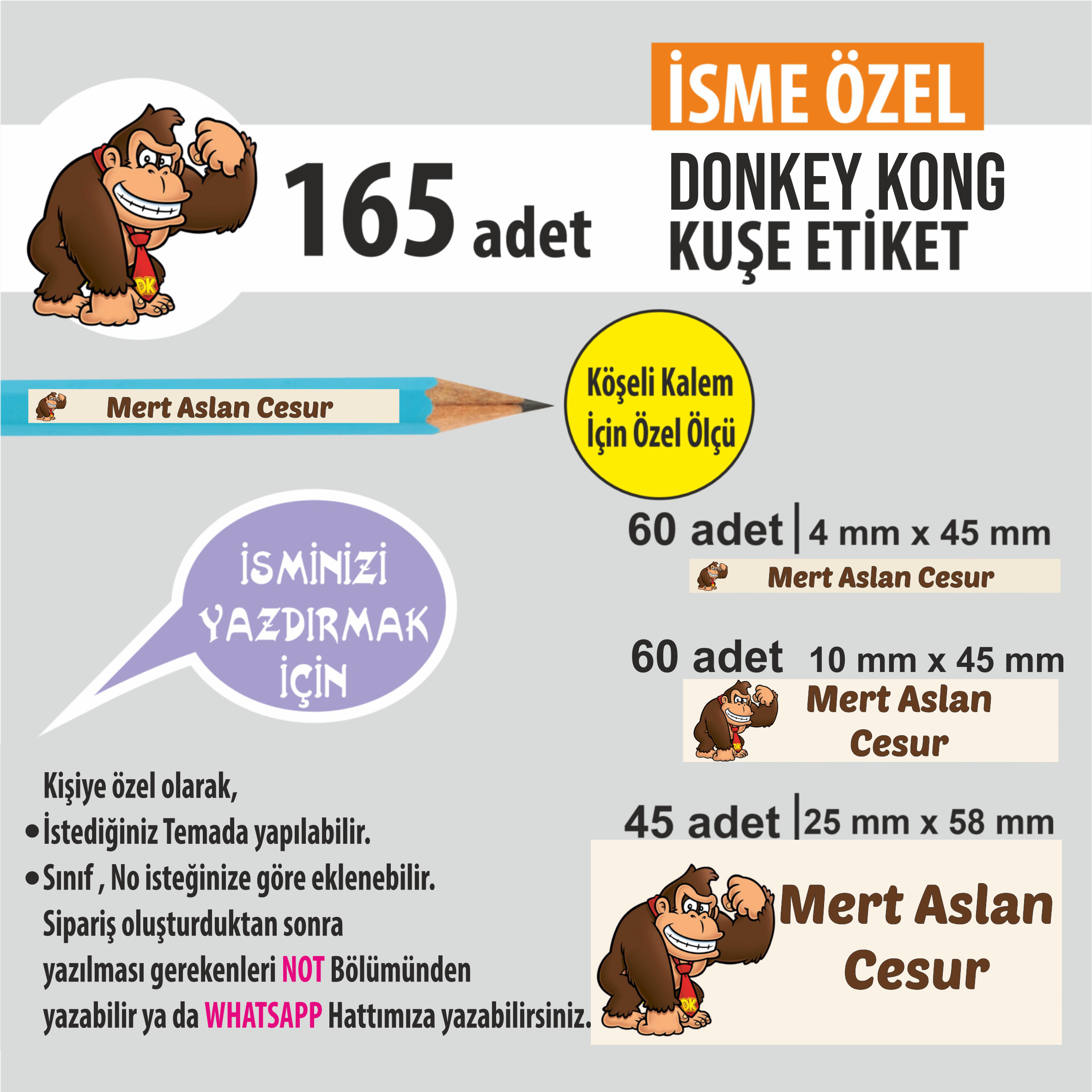 DONKEY KING TEMA OKUL ETİKETİ
