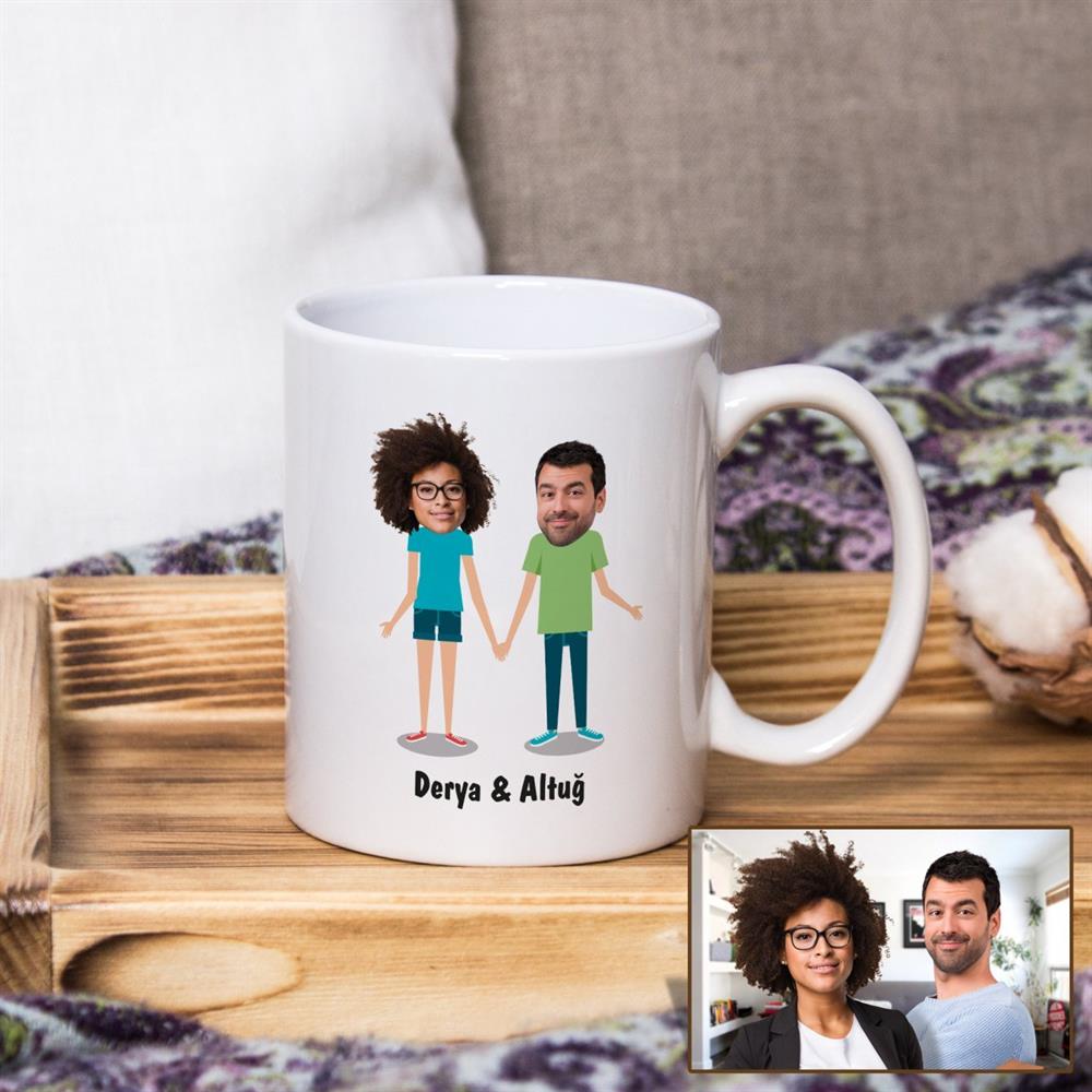 Karikatür Kupa Elele Sevgililer