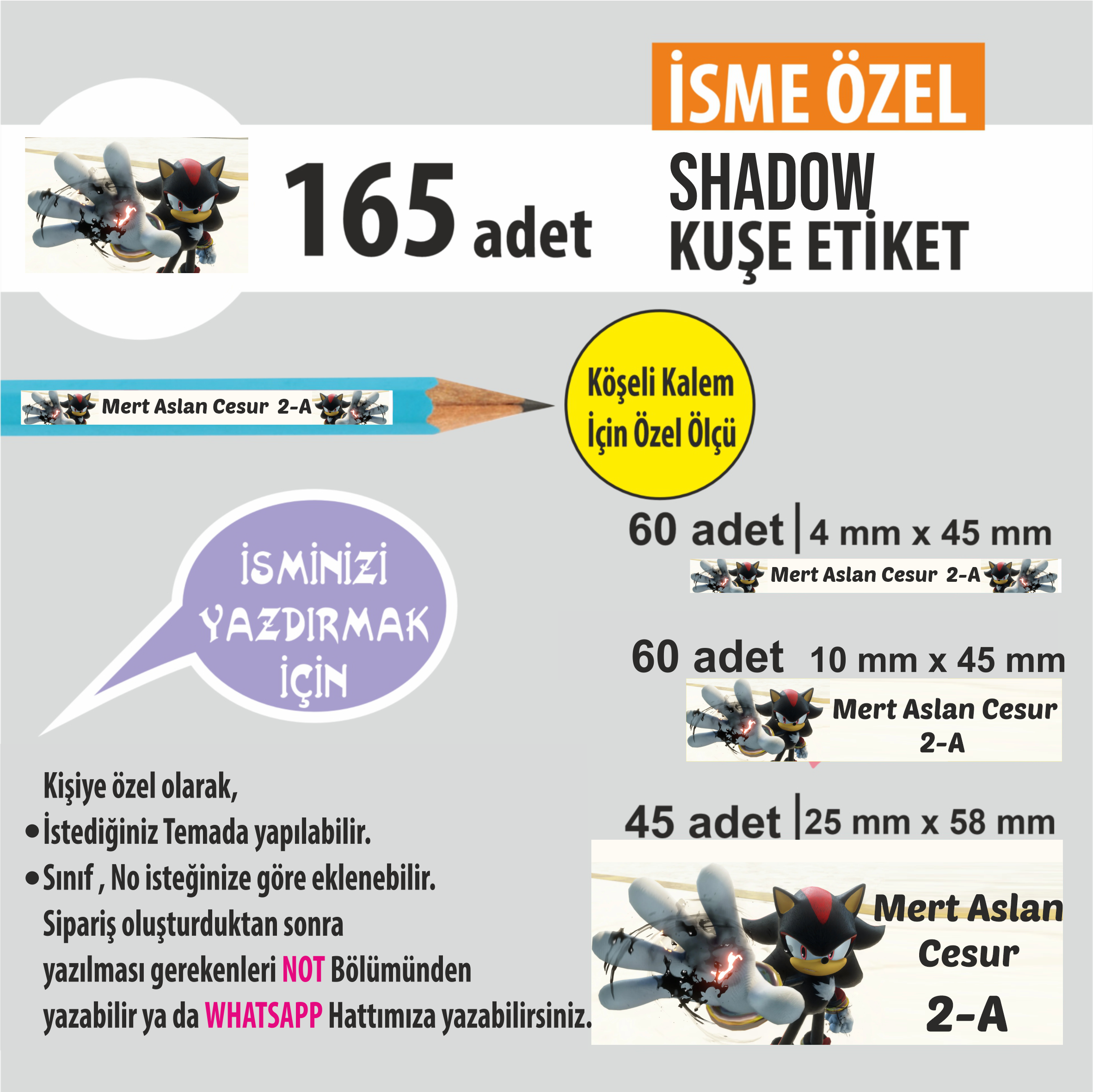 SHADOW TEMA OKUL ETİKETİ