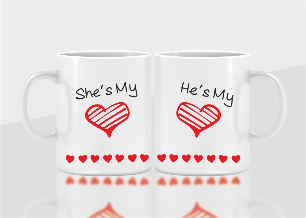 She & He 2 Adet Beyaz Kupa