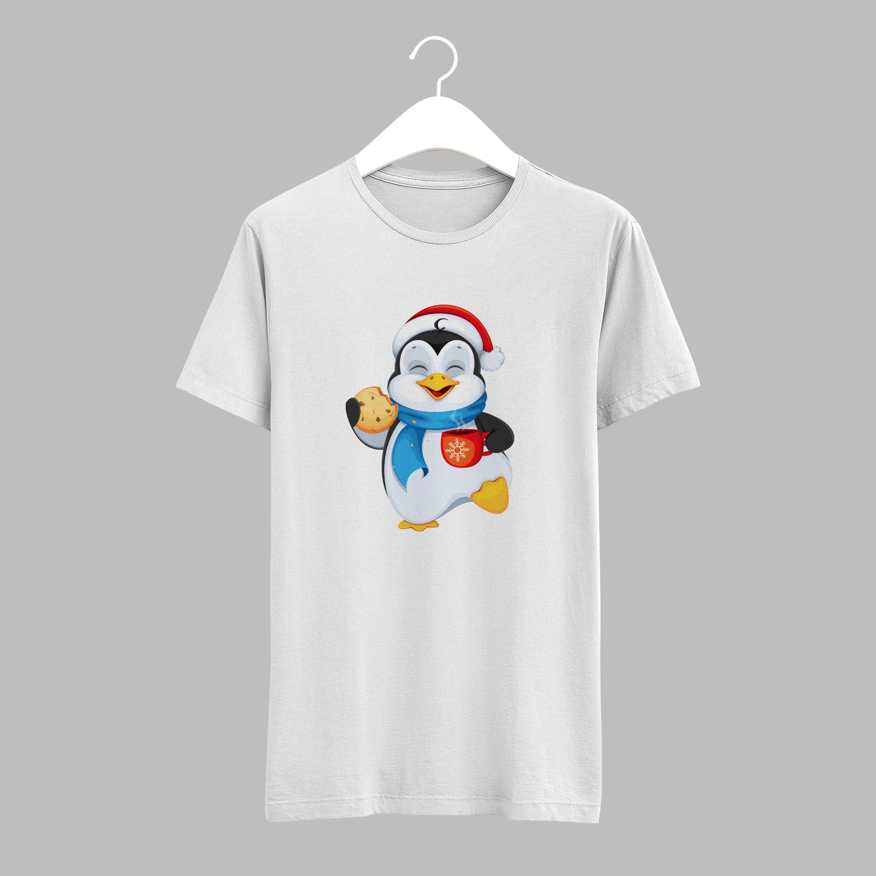 Yılbaşı Beyaz Tişört Penguen