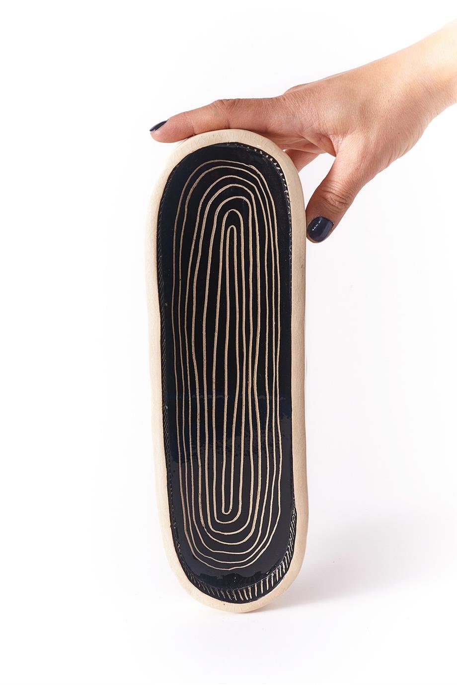 Sgraffito Ayaklı Sunum Tabağı
