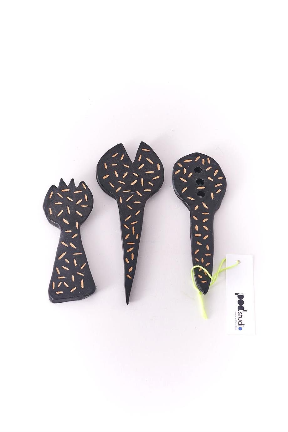 Üçlü Sgraffito Salata Sunum Seti