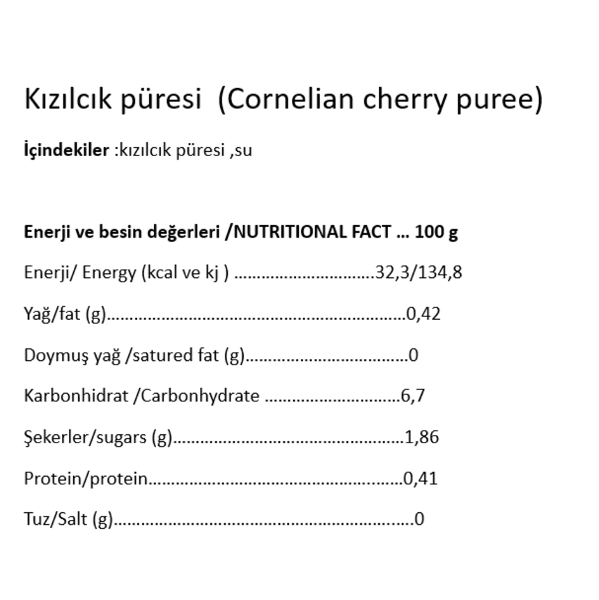 700 Gr. Kızılcık Püresi (Şekersiz)