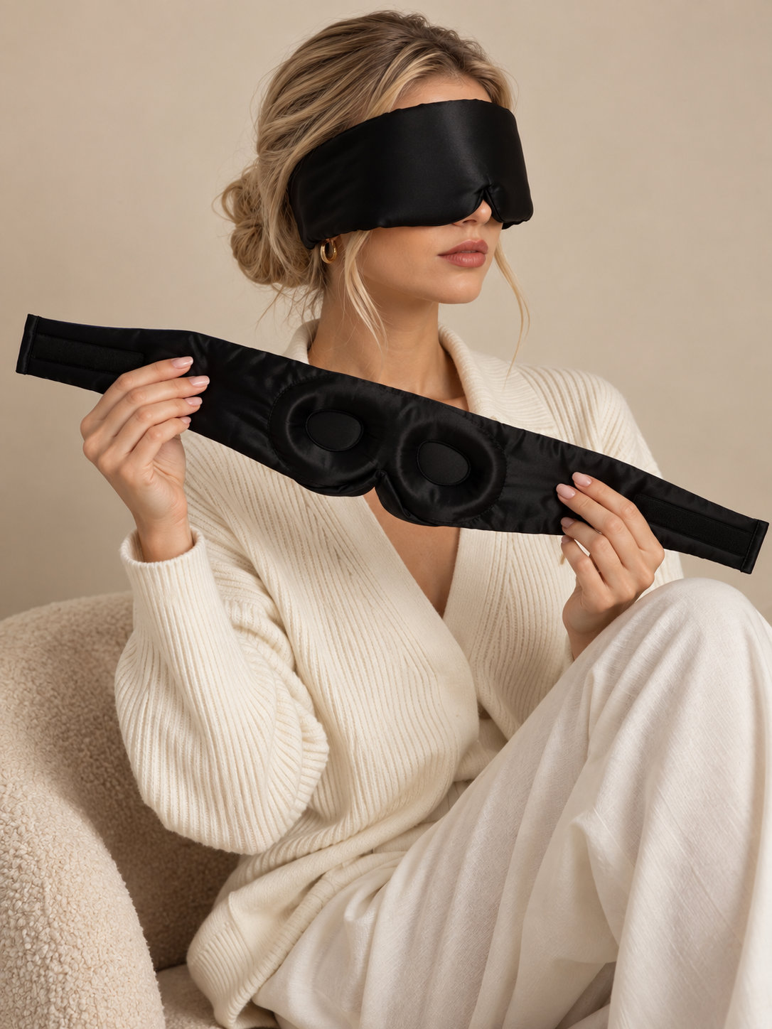  'Sleep & Glow' Premium Üç Boyutlu Tam Karanlık Uyku Maskesi Göz Bandı (Siyah) - Ayarlanabilir Tasarım 