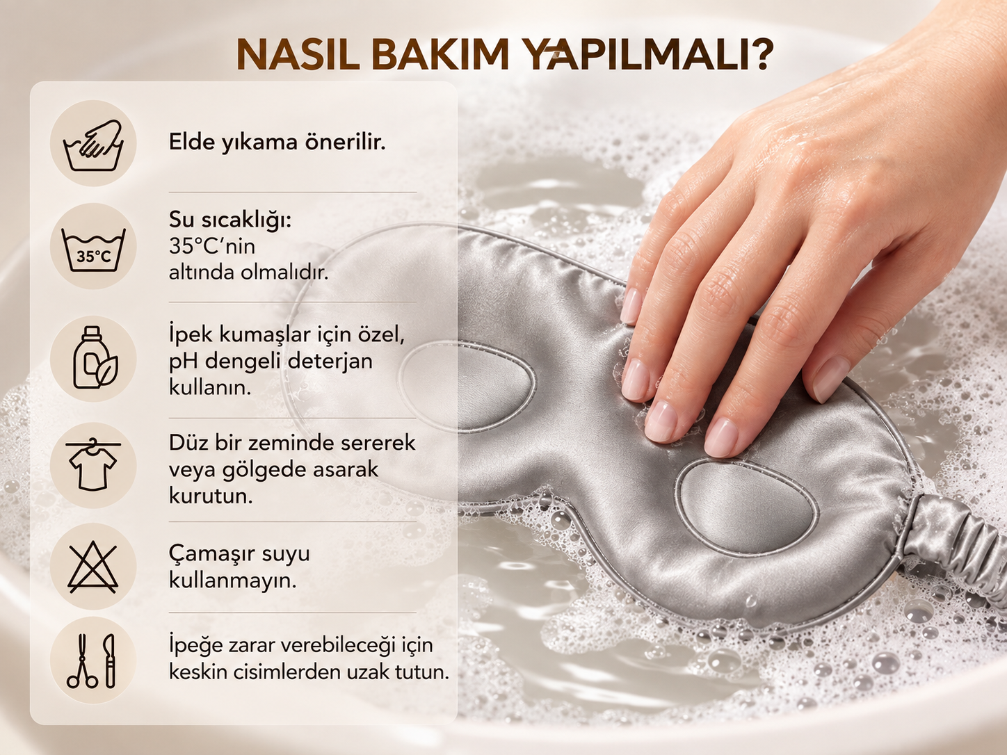  'Sleep & Glow' Üç Boyutlu Tam Karanlık Uyku Maskesi Göz Bandı (Gümüş Gri)