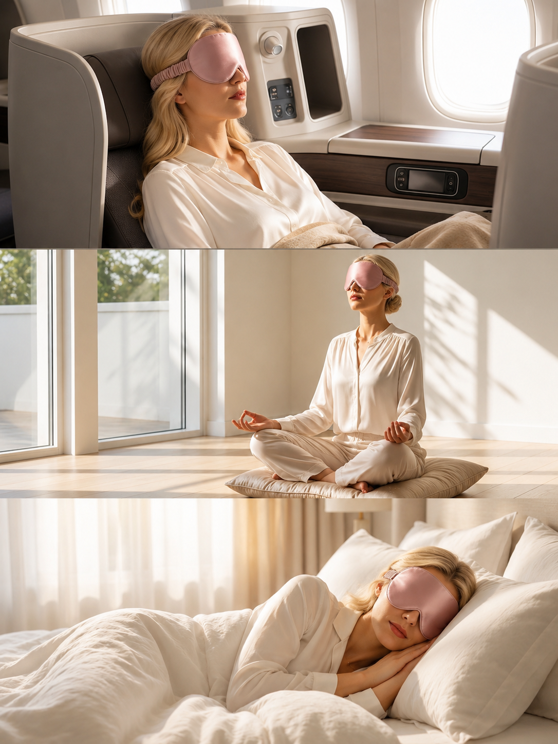  'Sleep & Glow' Üç Boyutlu Tam Karanlık Uyku Maskesi Göz Bandı (Gül Pembe)