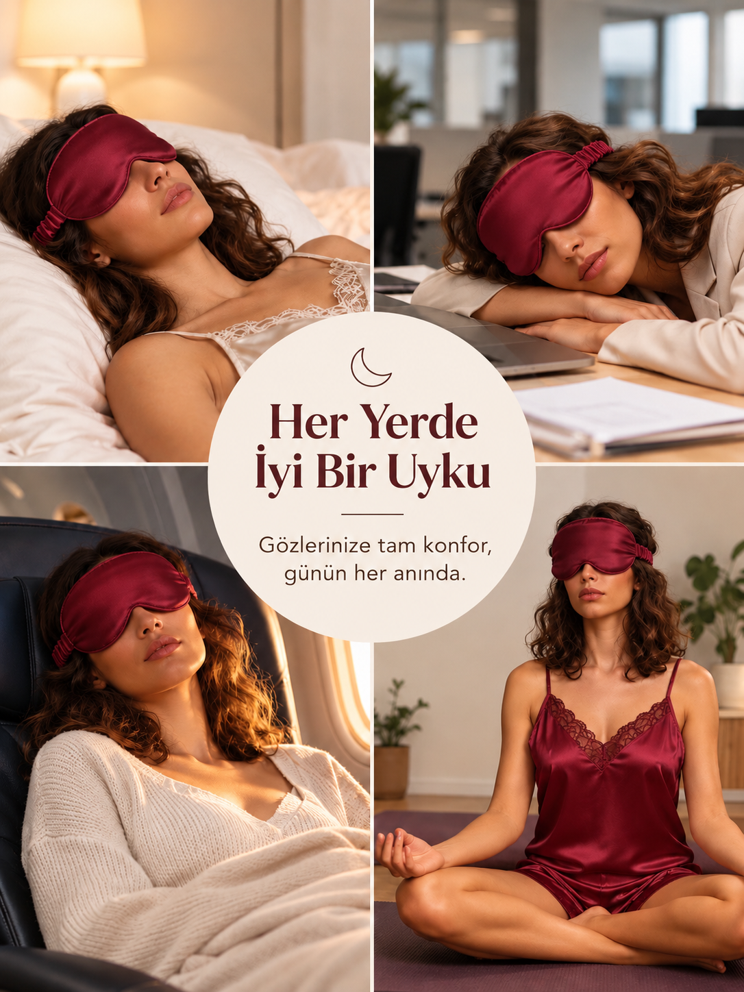  'Sleep & Glow' Üç Boyutlu Tam Karanlık Uyku Maskesi Göz Bandı (Gece Narı) 