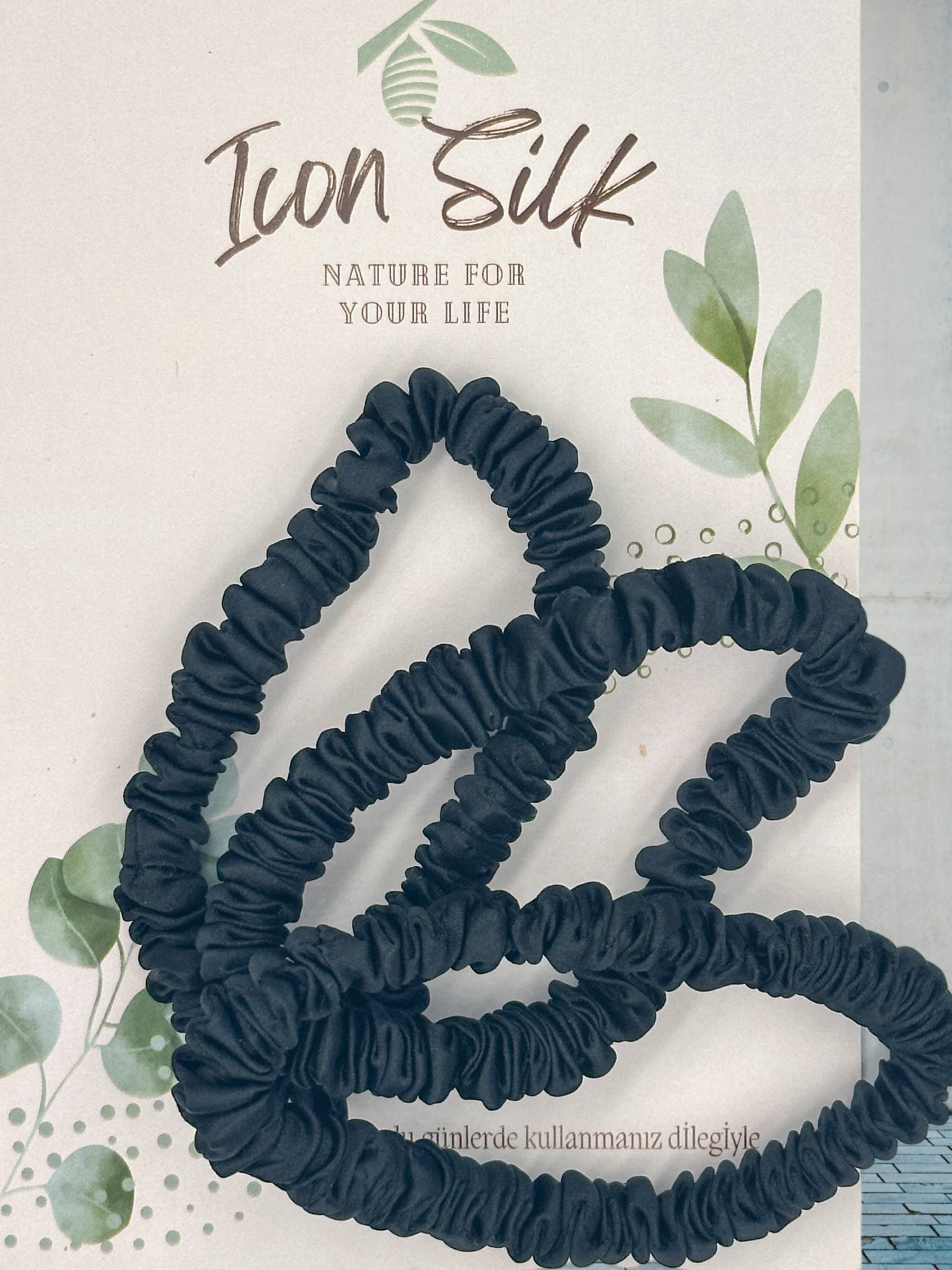 3 Pack Mini Silk Scrunchies - Black