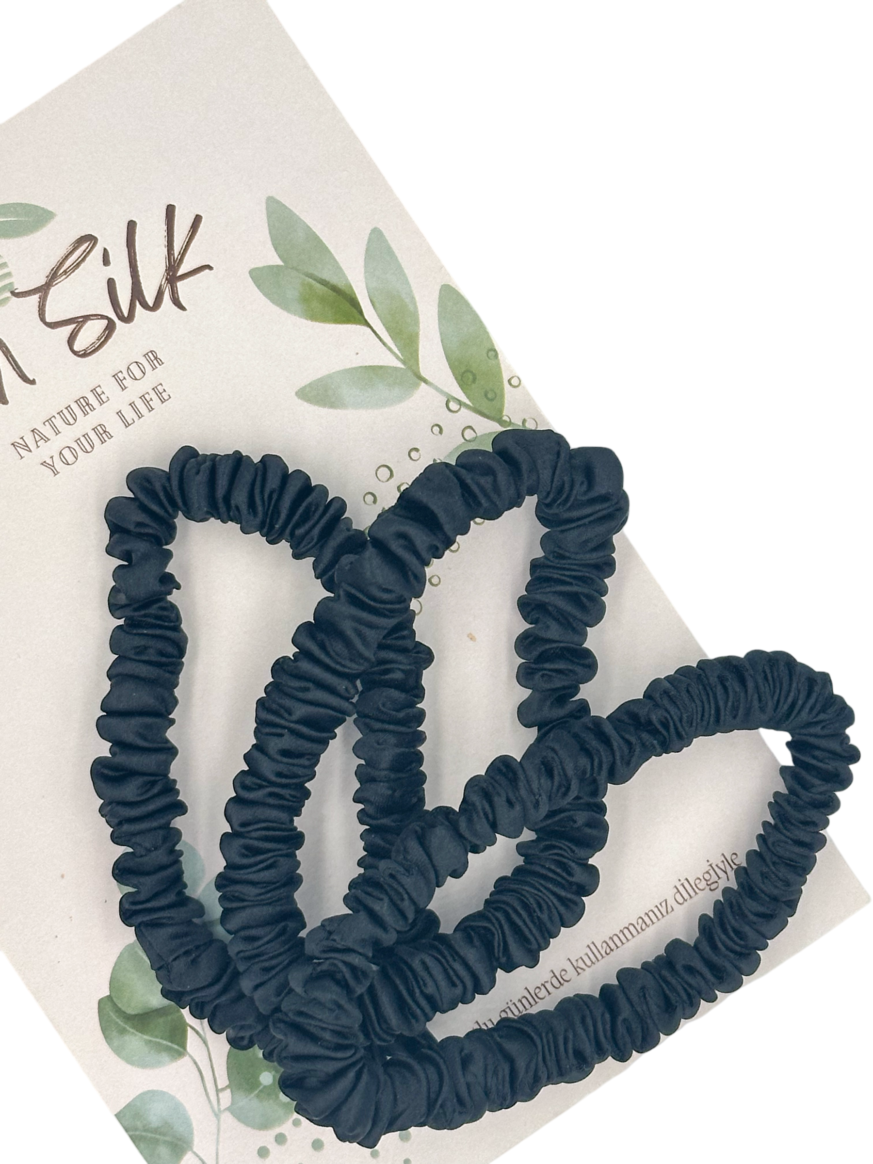 3 Pack Mini Silk Scrunchies - Black
