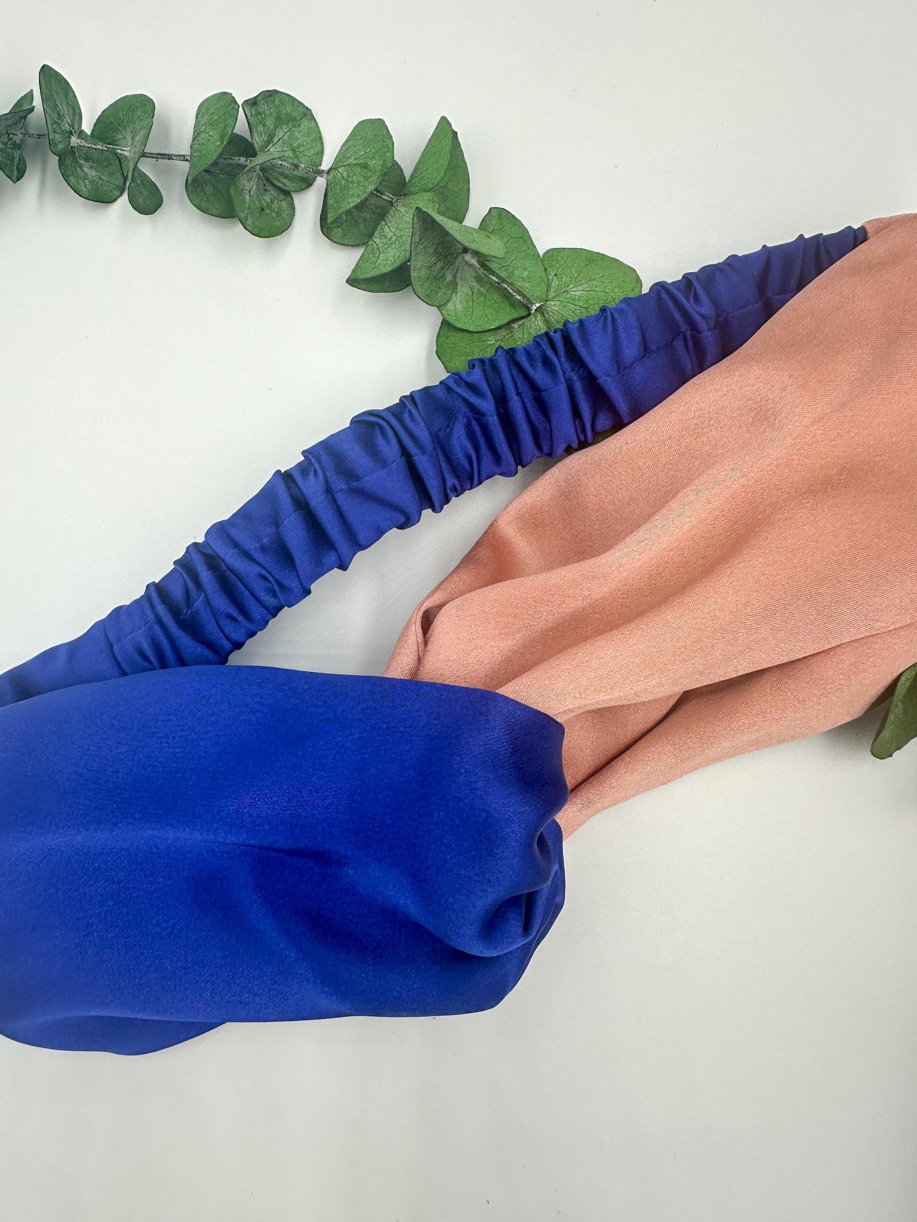 Blush Bright Blue Dual Color Silk Hair Band