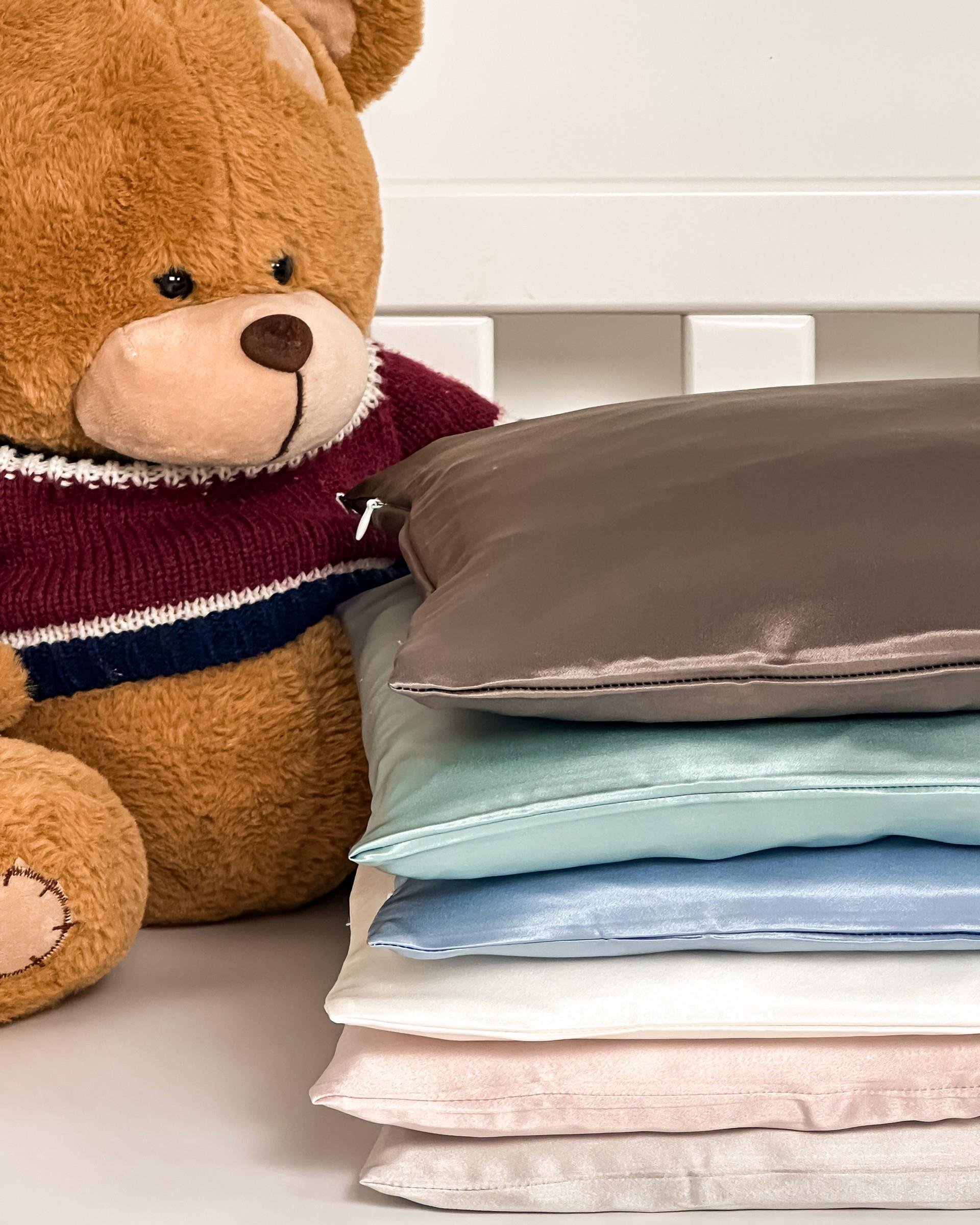 Ekru 22 Momme Saf İpek Bebek Yastık Kılıfı 