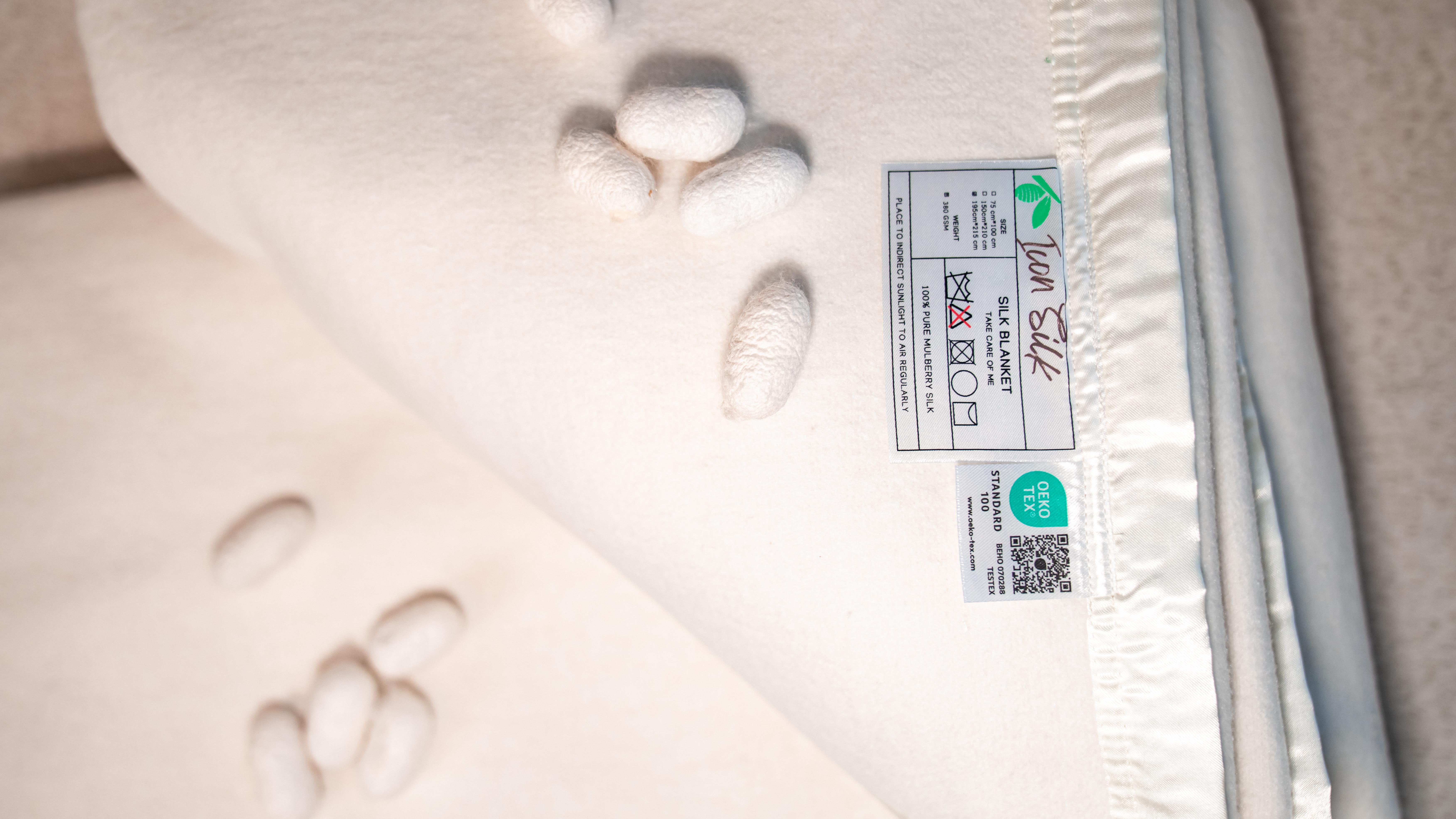 Ivory Satin Edged Pure Silk Blanket