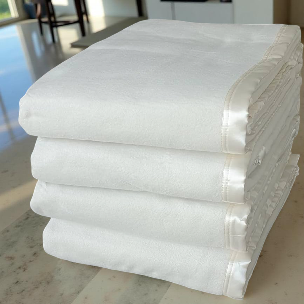 Ivory Satin Edged Pure Silk Blanket