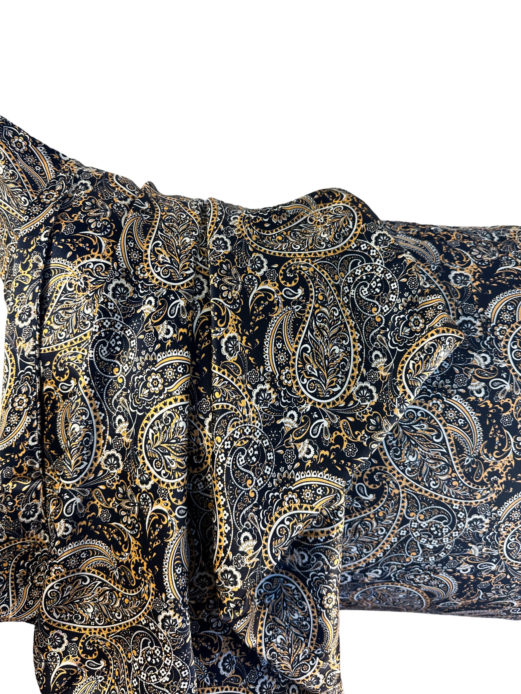 Gold Şal Desenli - Saf İpek Yastık Kılıfı 