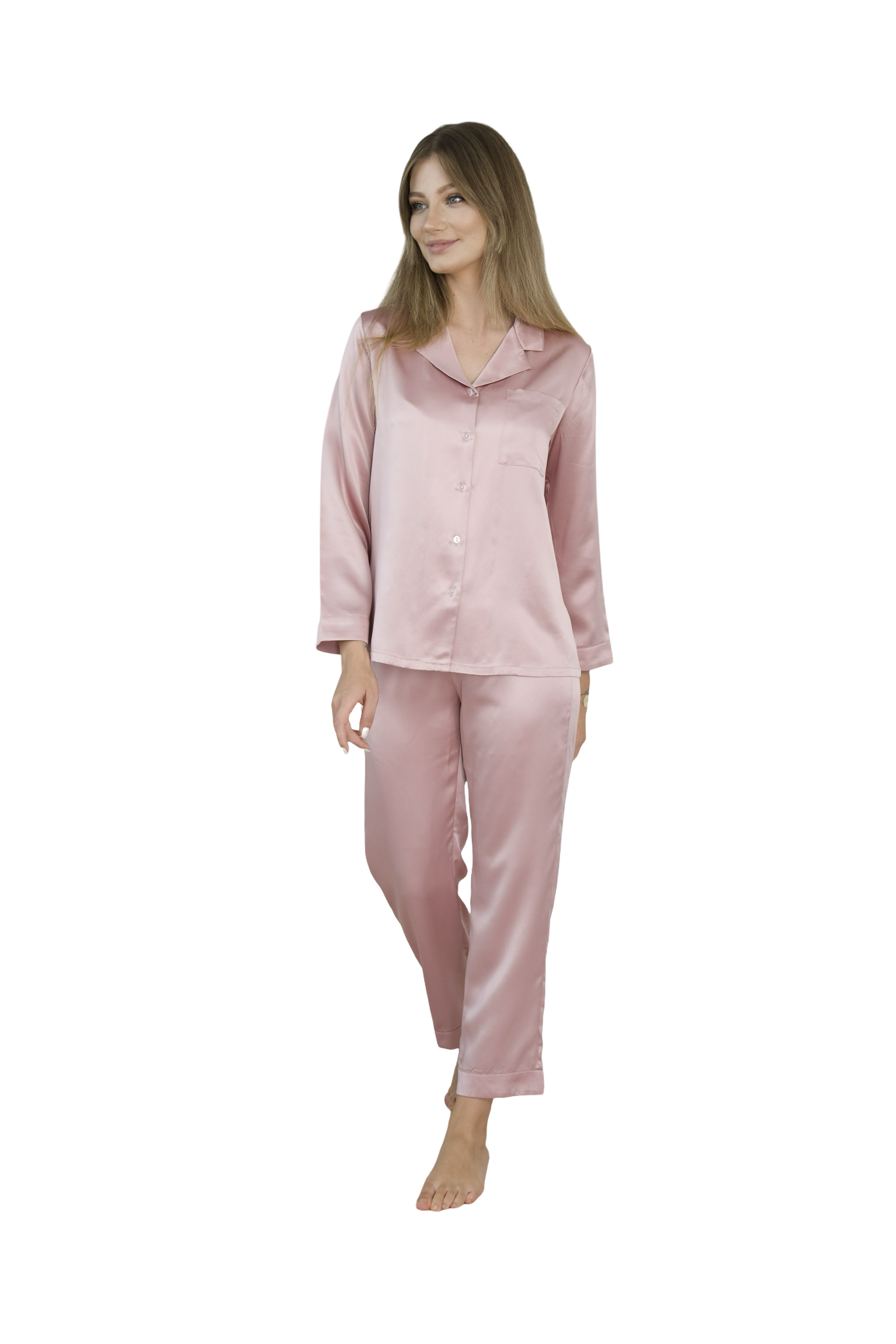 Gül Kurusu - Saf İpek Pijama Takımı
