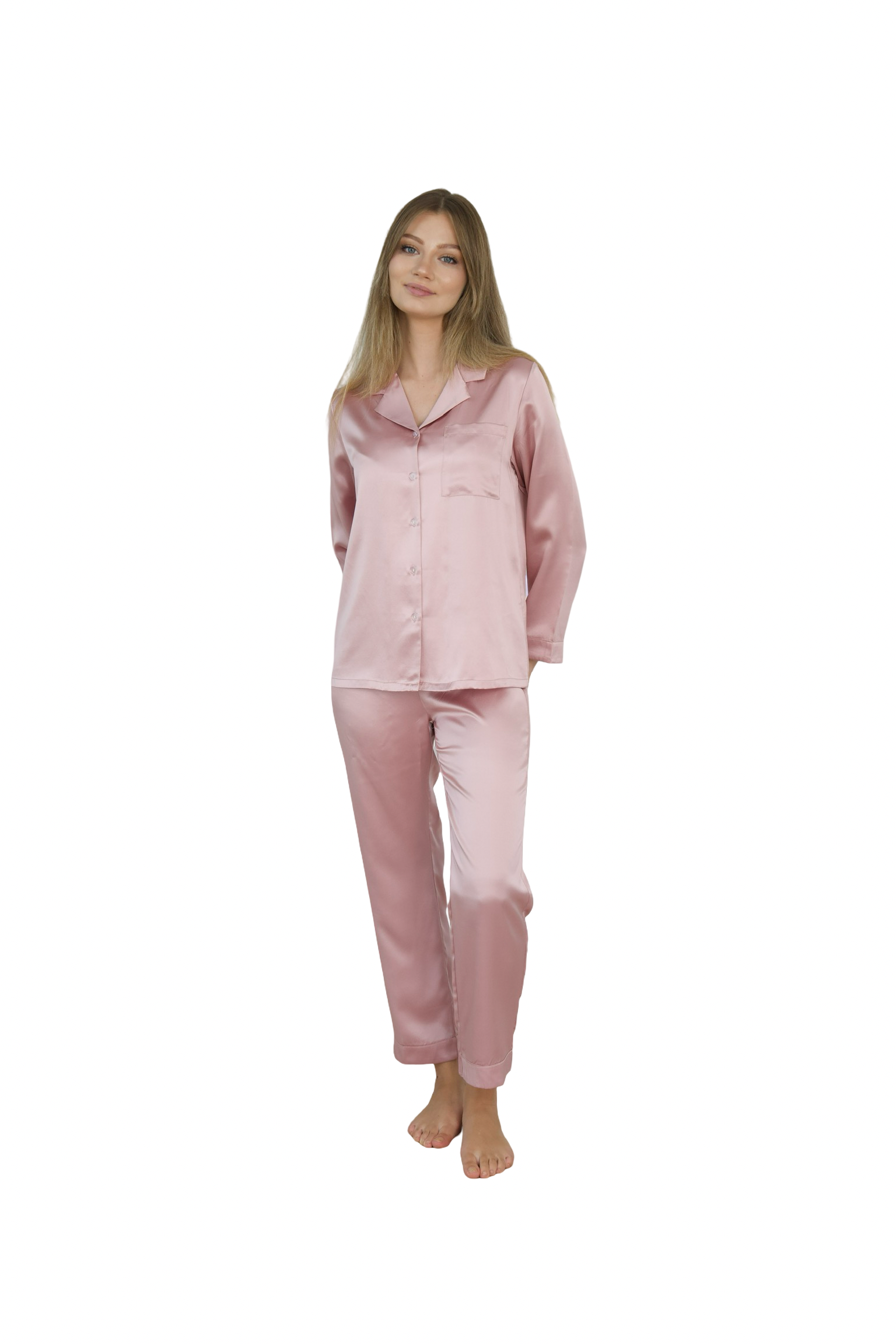 Gül Kurusu - Saf İpek Pijama Takımı